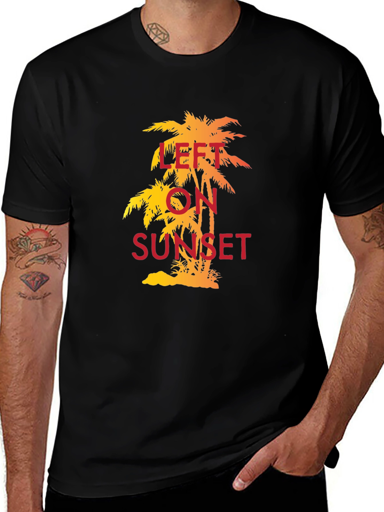 Variant 12 of Left on Sunset Palm Tree T-Shirt - Tropical Vibe