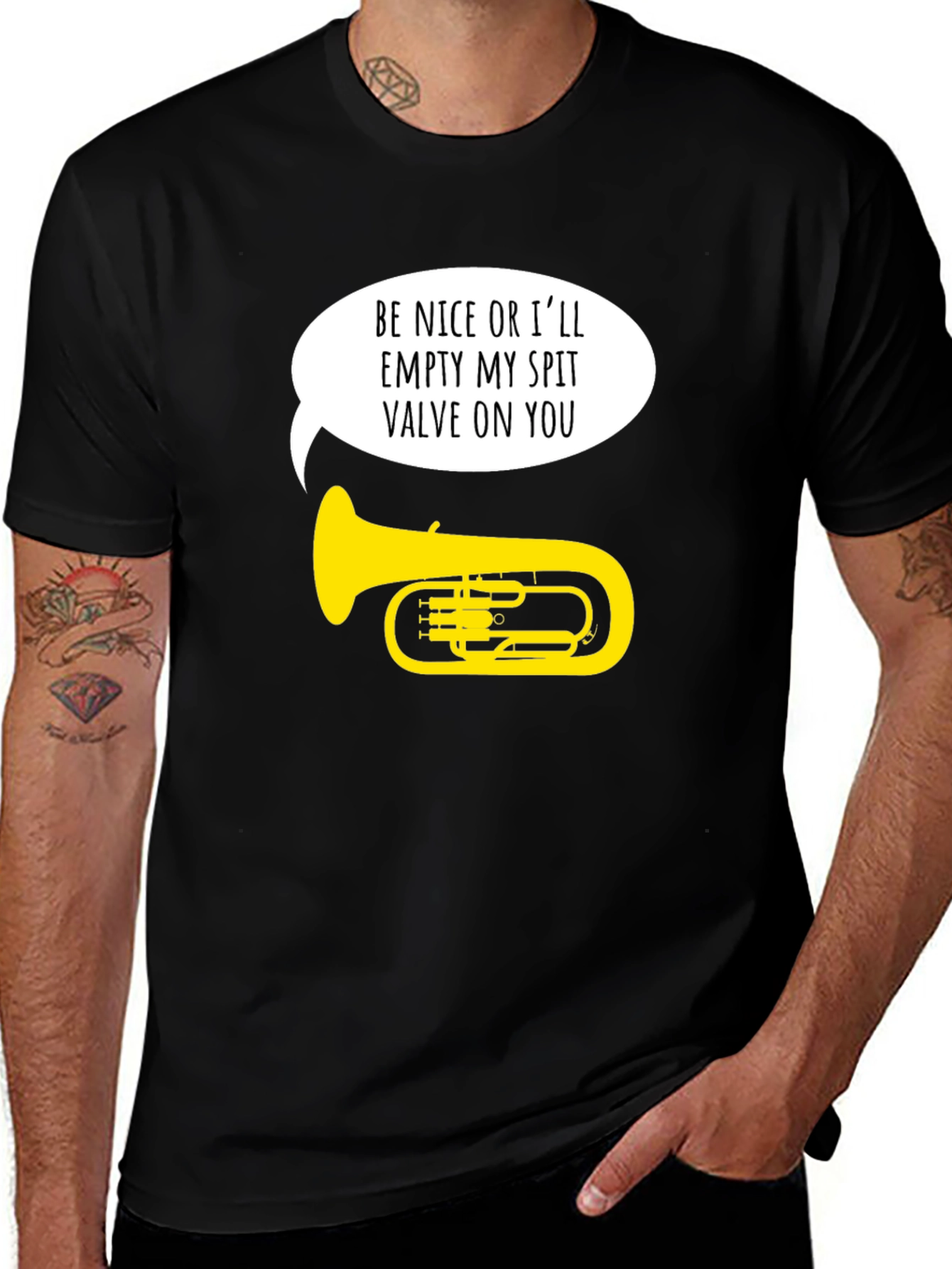 Variant 3 of Funny Tuba Player Threat Graphic Tee
