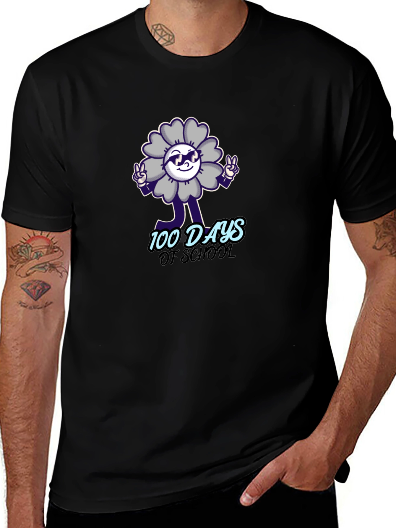 Variant 2 of 100 Days of School Flower Graphic Tee
