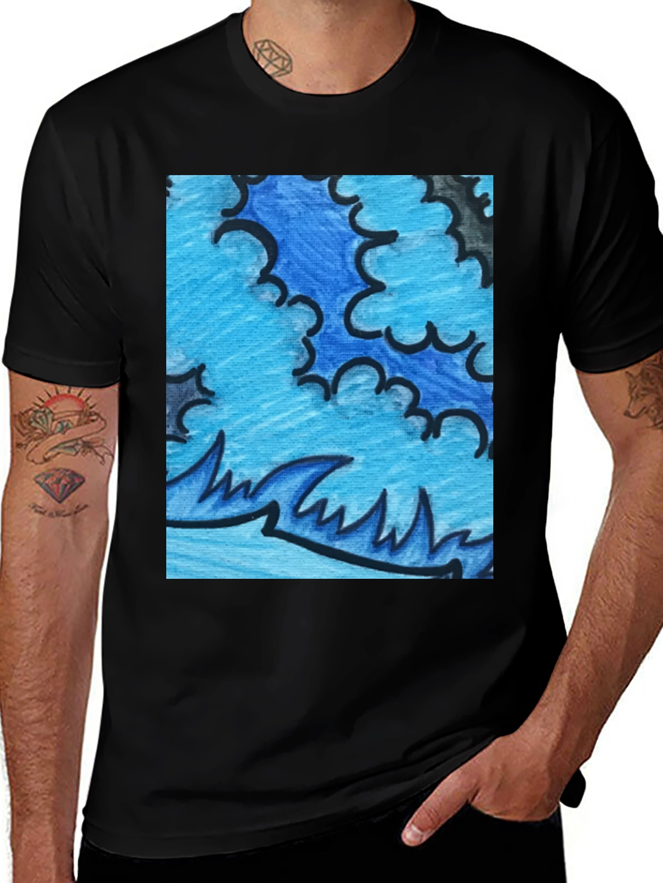 Blue Wave Graphic Tee - Stylish Comfort