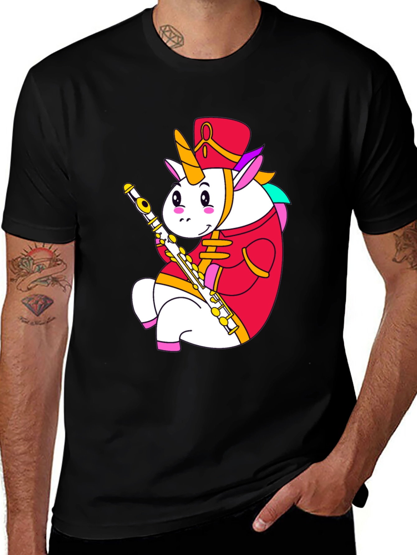 Unicorn Flute Player Graphic T-Shirt