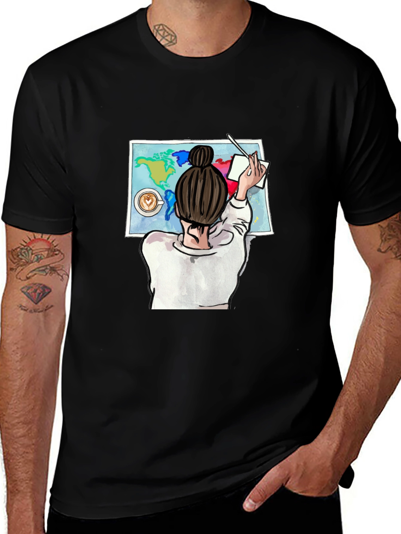 Variant 20 of World Map Coffee Graphic Tee - Stylish Travel Shirt