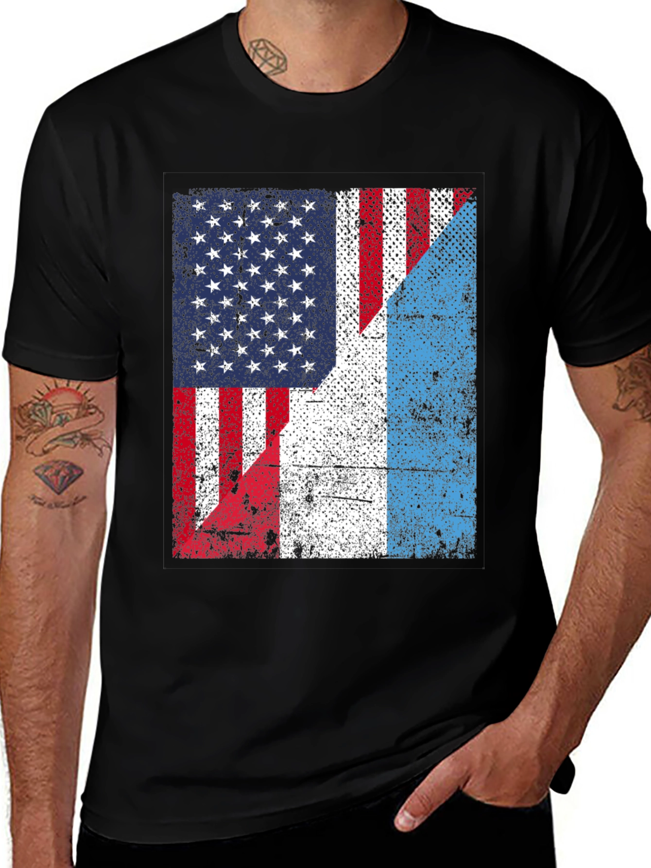 USA & Guatemala Flag Distressed T-Shirt