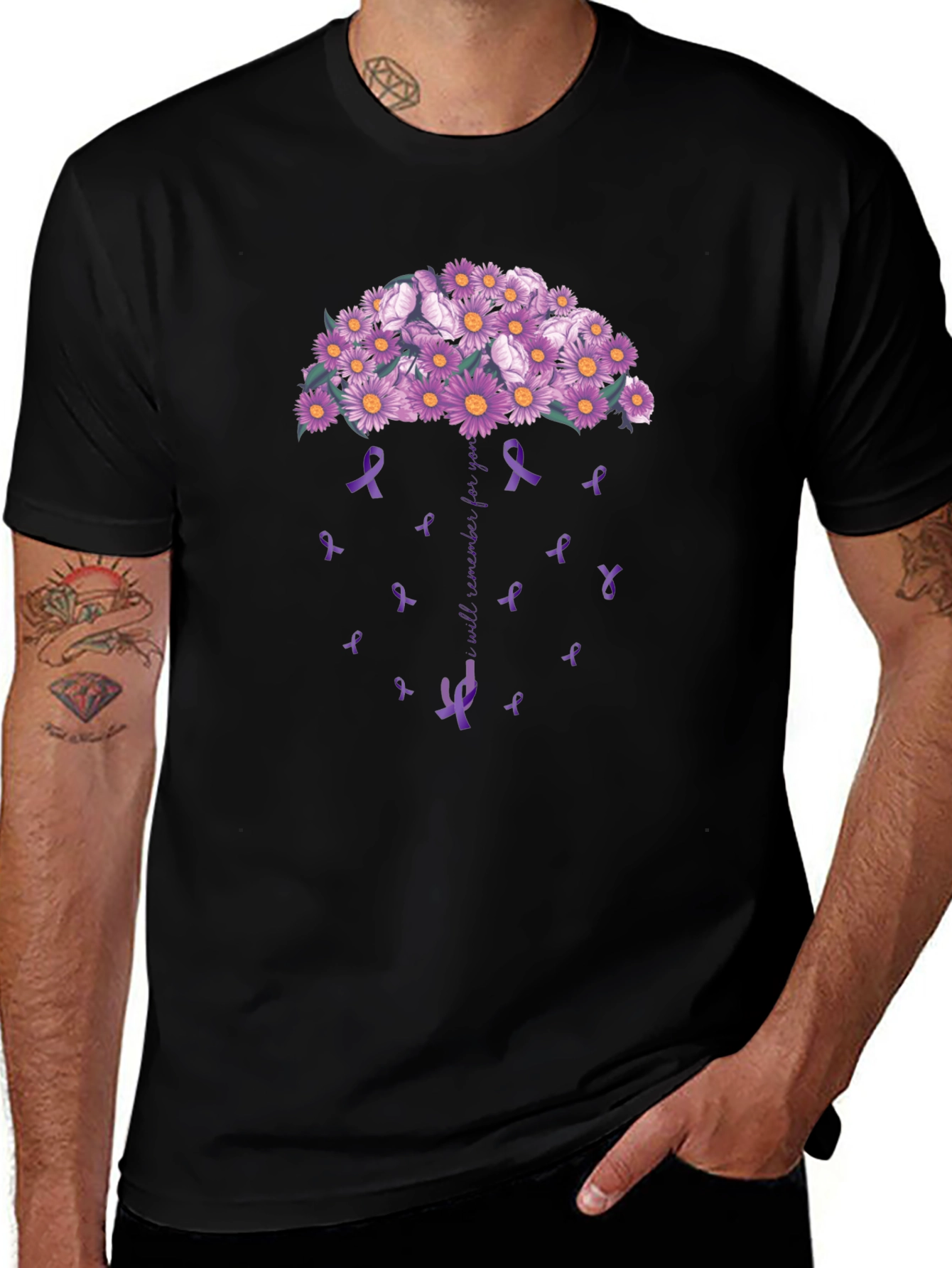Variant 5 of Purple Ribbon Flower Umbrella Awareness T-Shirt