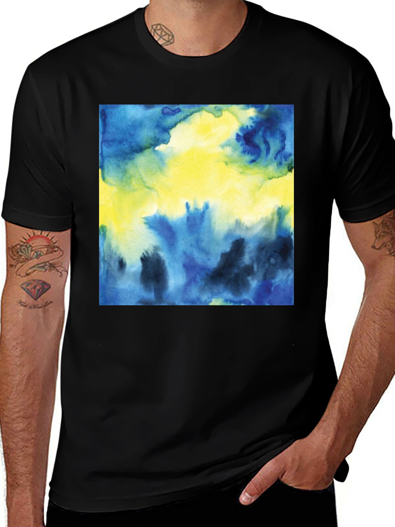 Variant 2 of Abstract Watercolor Graphic Tee - Stylish Men's T-Shirt