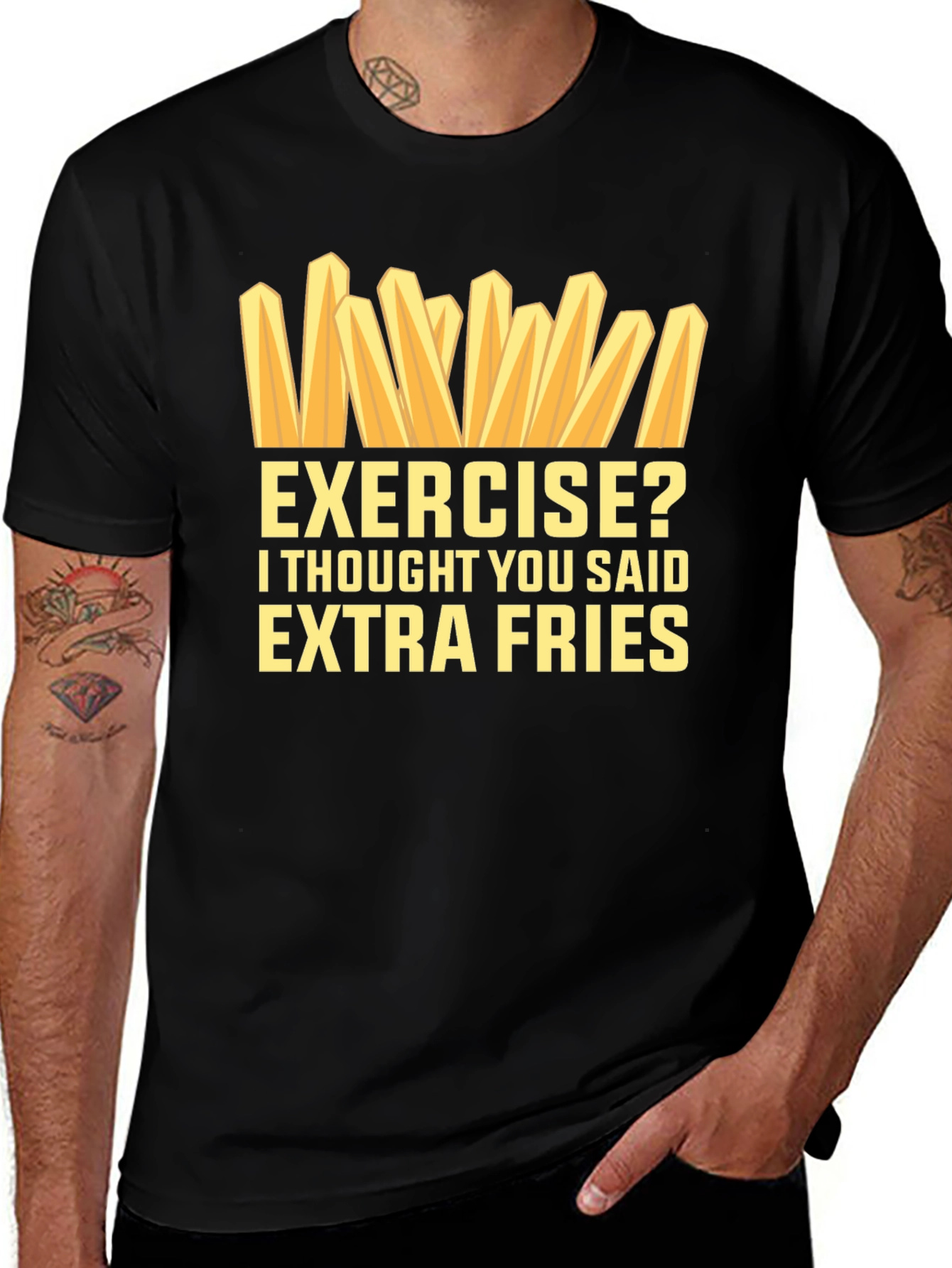 Variant 19 of Extra Fries Graphic T-Shirt - Funny Foodie Tee