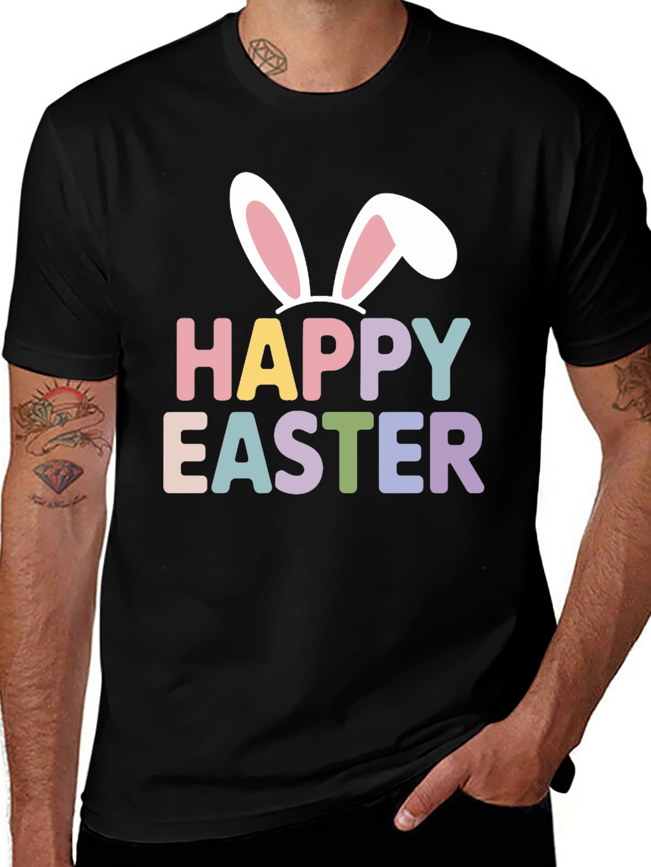 Happy Easter Bunny Ears T-Shirt - Fun Holiday Apparel