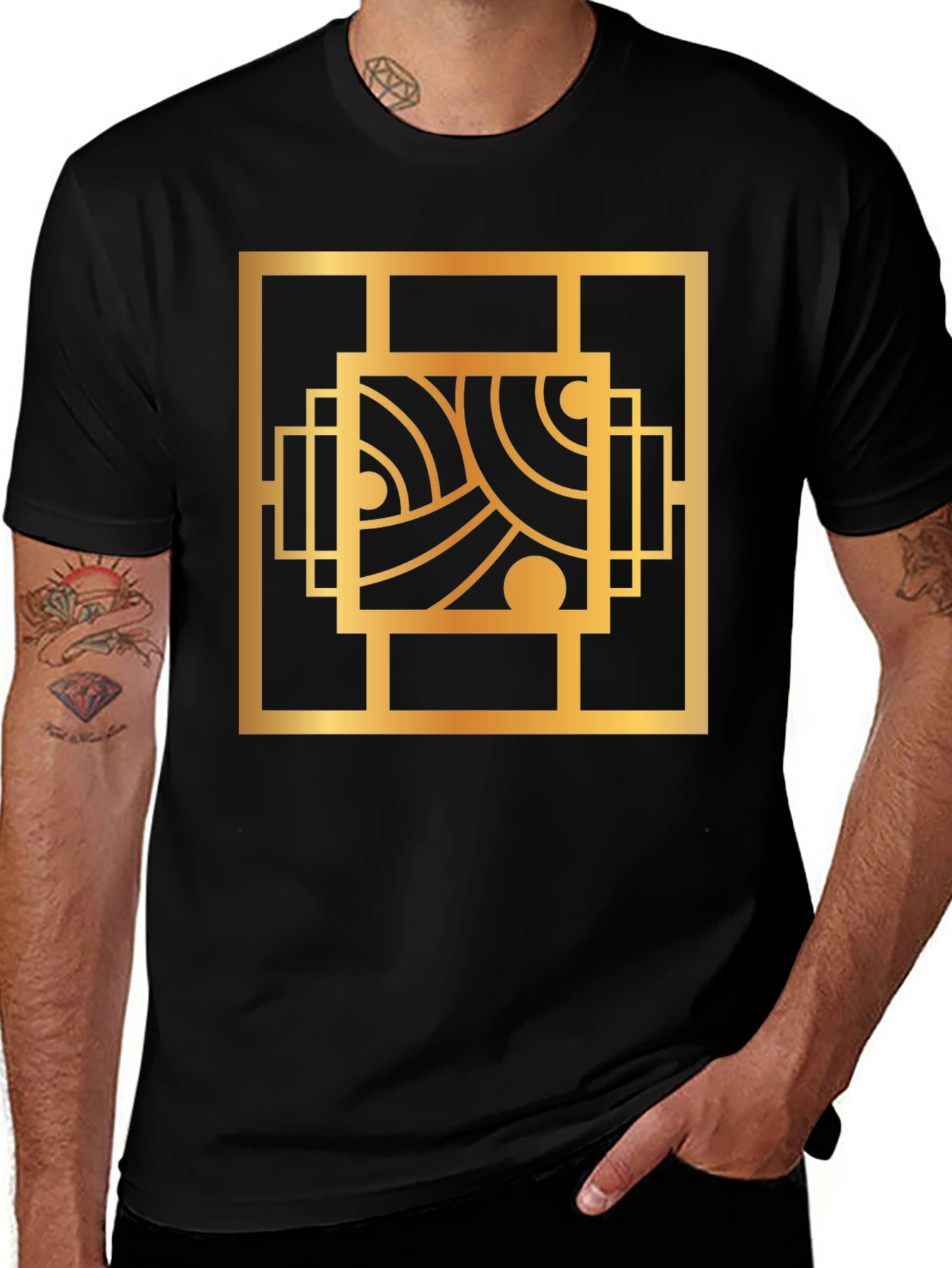 Variant 20 of Art Deco Graphic Black T-Shirt