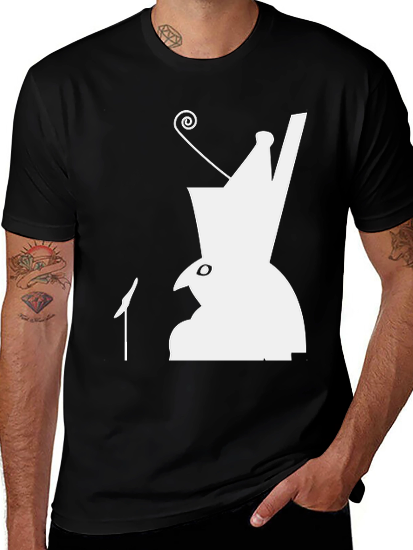 Abstract Character Graphic Print Black T-Shirt