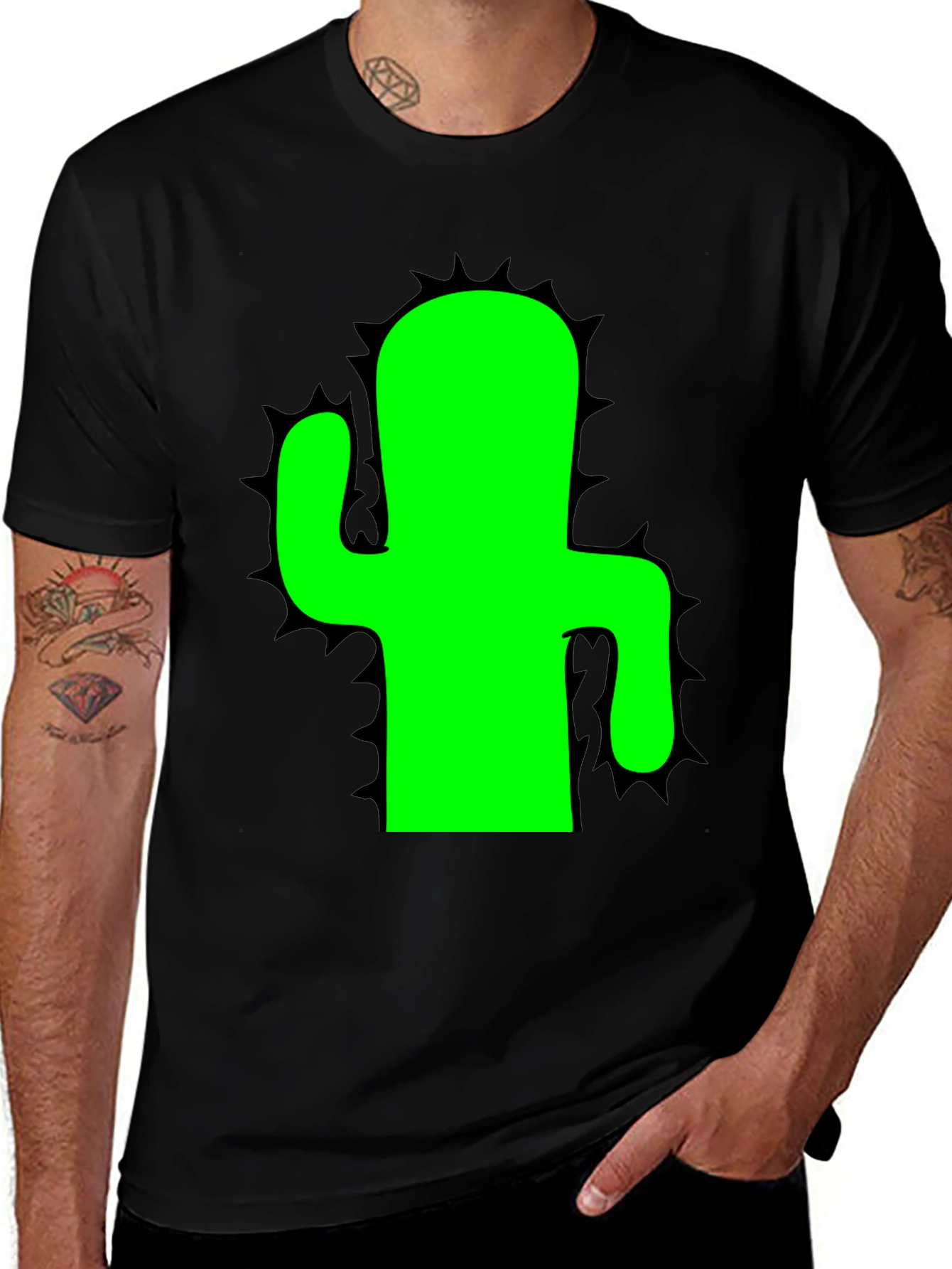 Variant 12 of Cactus Graphic T-Shirt - Men's Black Tee