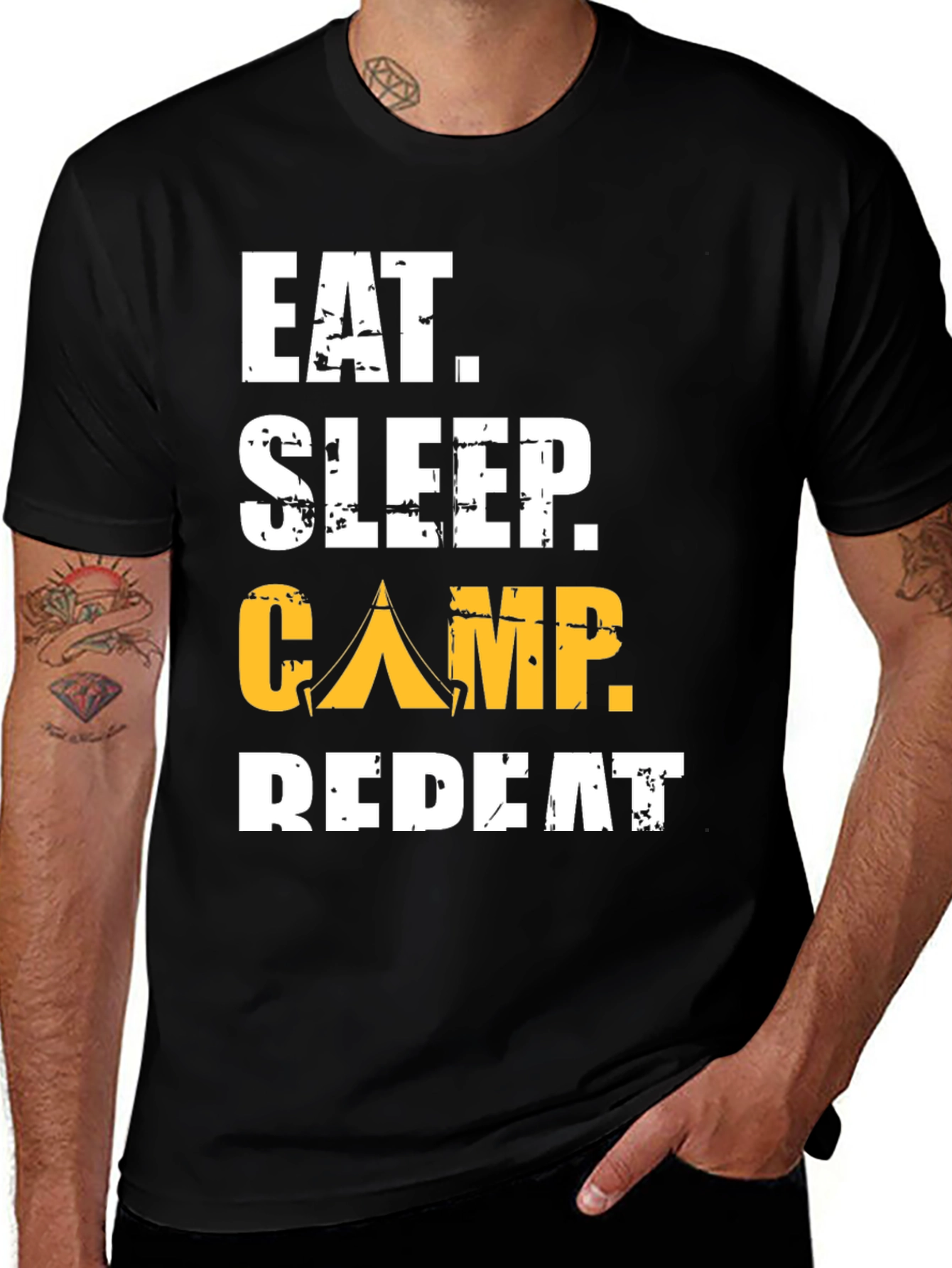 Variant 2 of Eat Sleep Camp Repeat Black T-Shirt