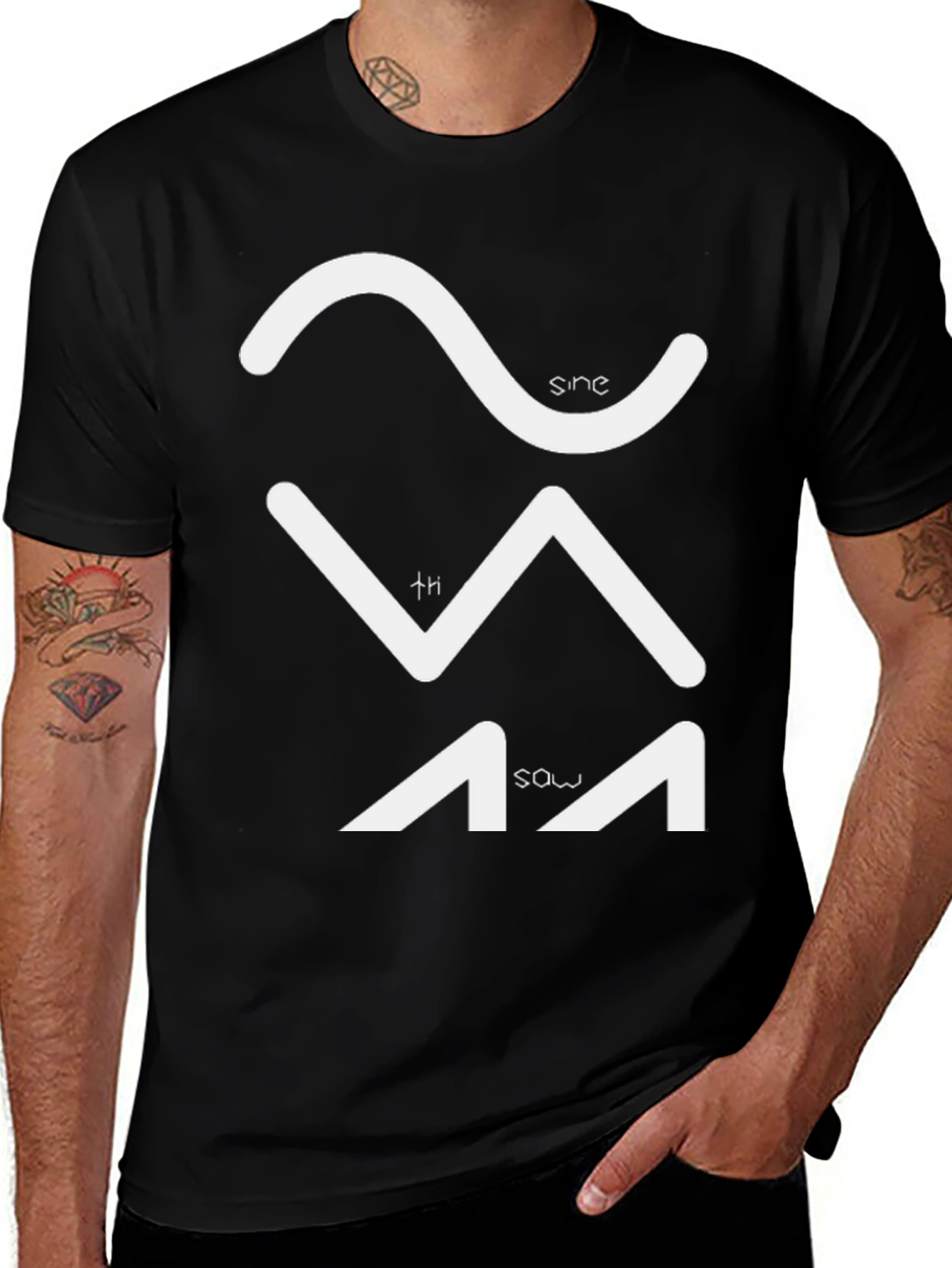 Variant 17 of Sine, Triangle, Saw Waveforms T-Shirt - Science Geek Tee