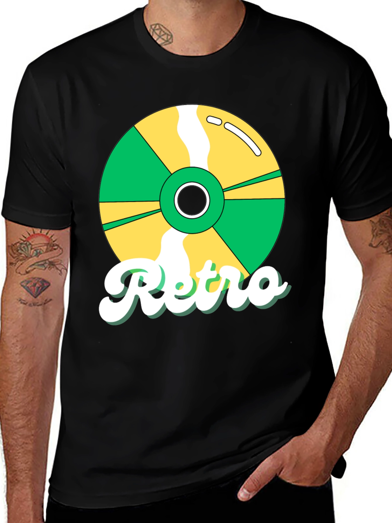 Variant 27 of Retro Vinyl Record Graphic Tee - Black