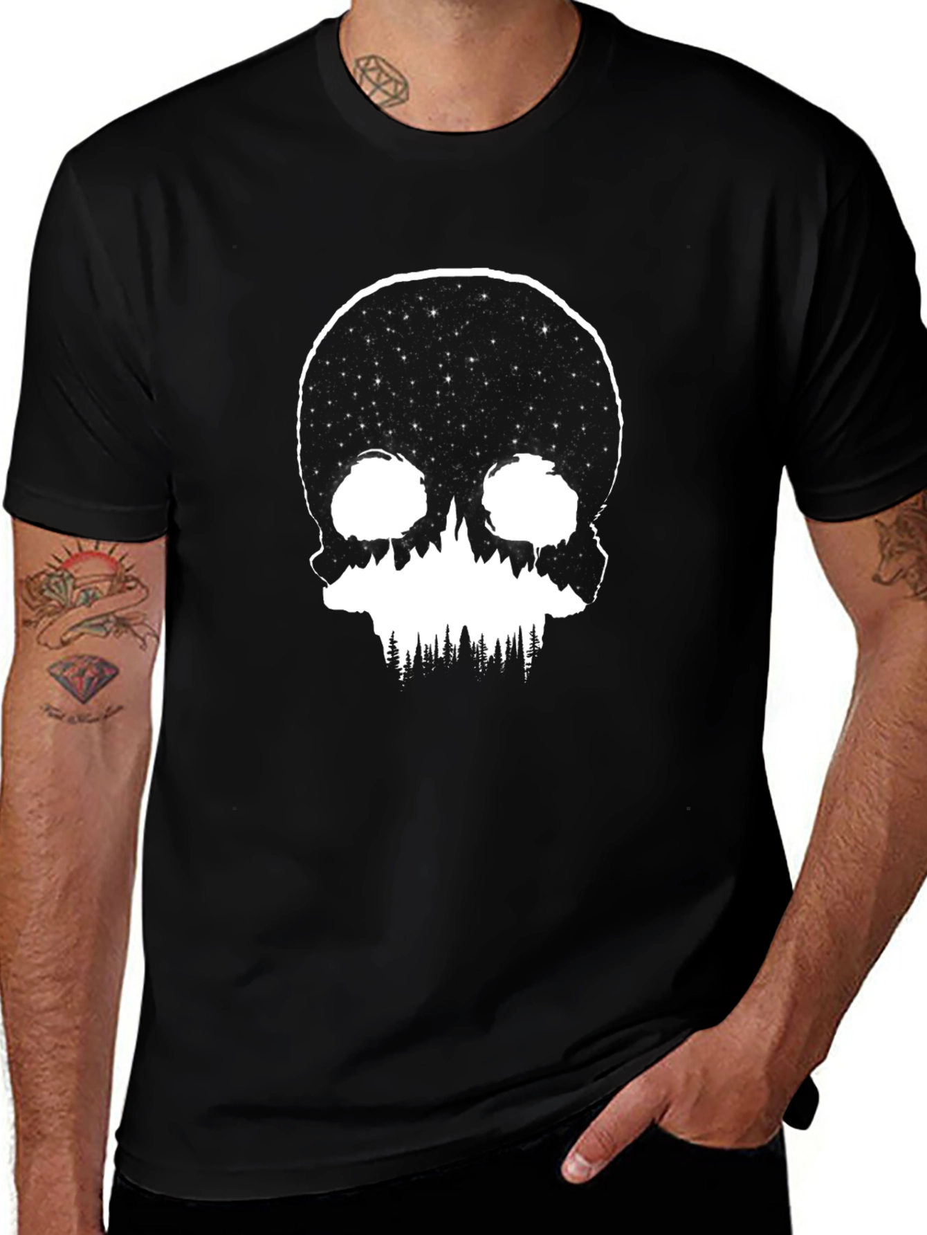 Variant 22 of Skull Forest T-Shirt - Black Graphic Tee