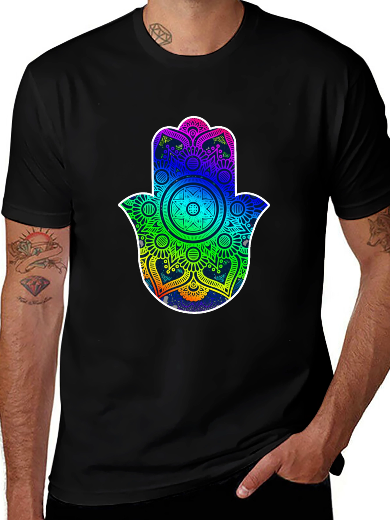Rainbow Hamsa Hand Graphic Tee