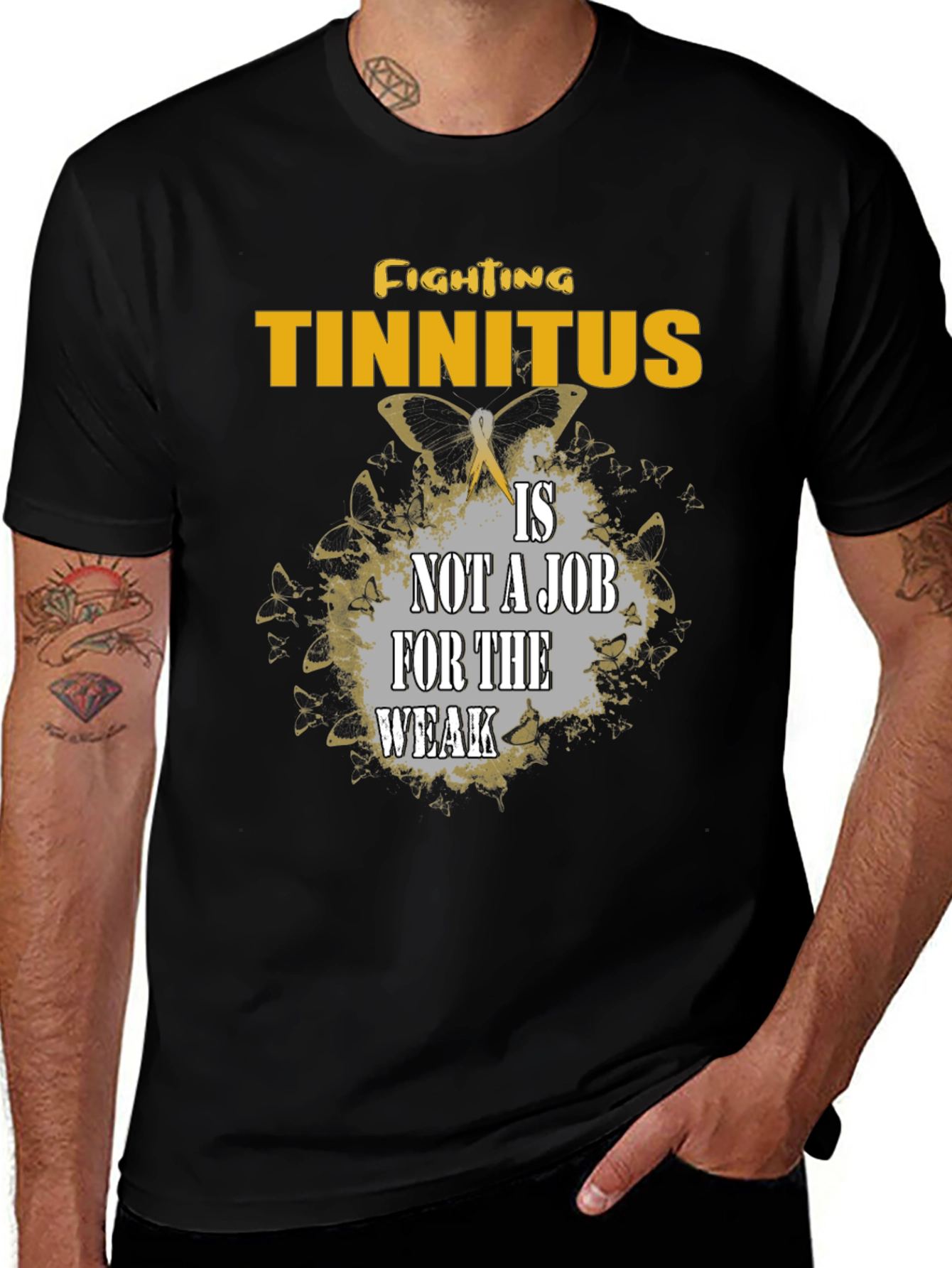 Tinnitus Awareness Black T-Shirt