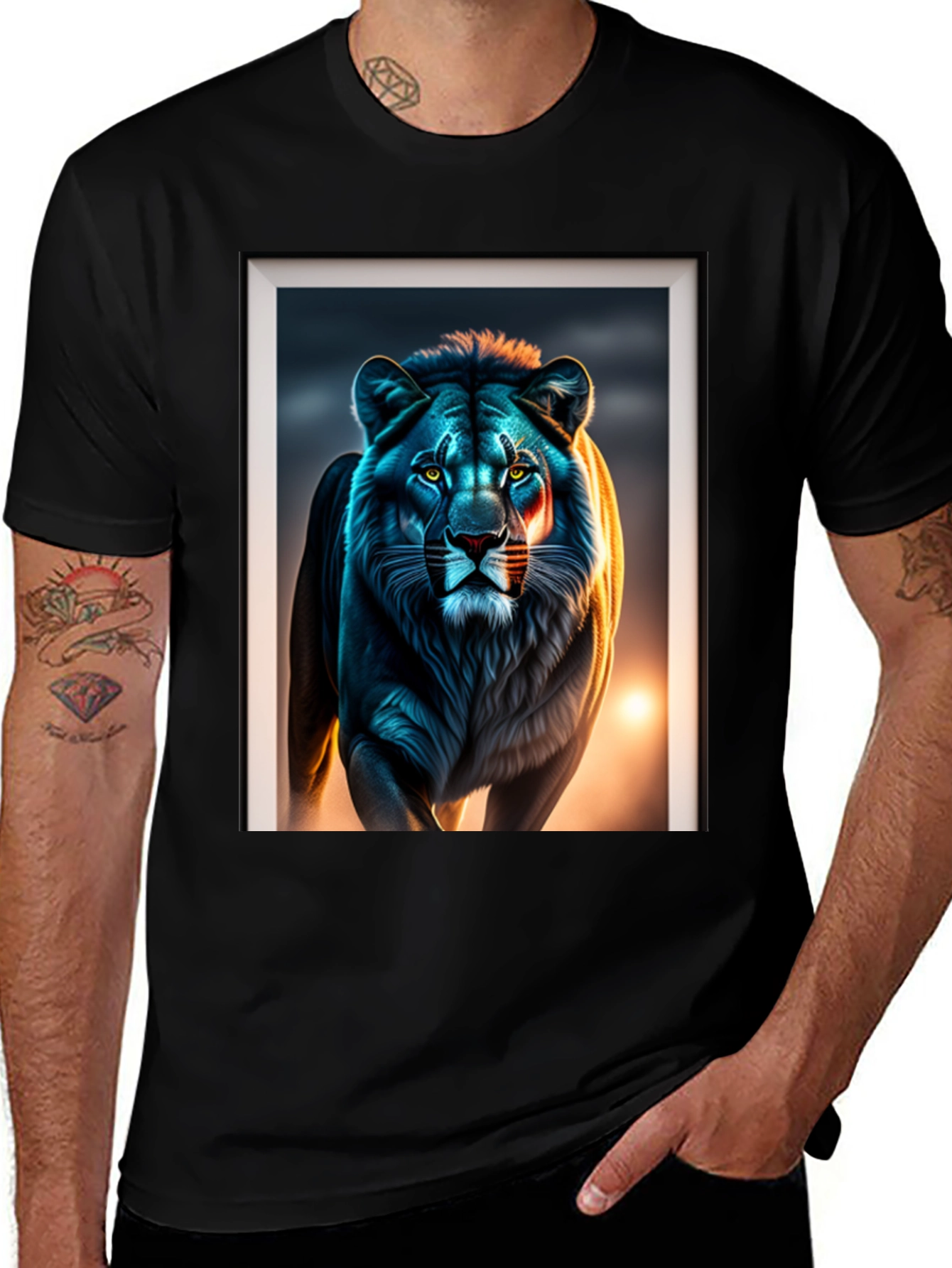 Black Lion Graphic Tee - Bold Animal Print main image