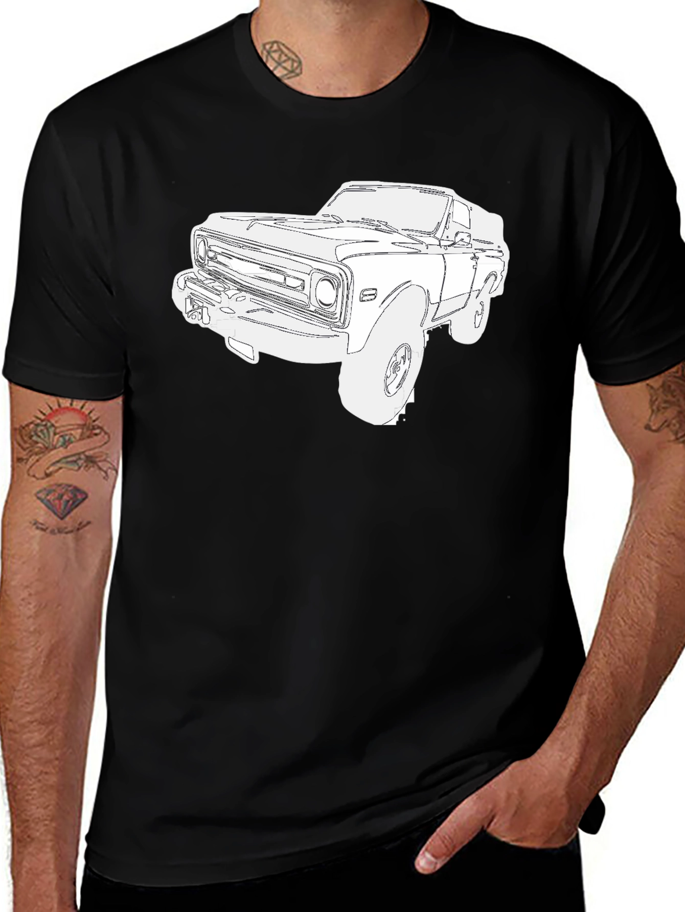 Variant 21 of Classic Truck Graphic Tee - Black Cotton T-Shirt