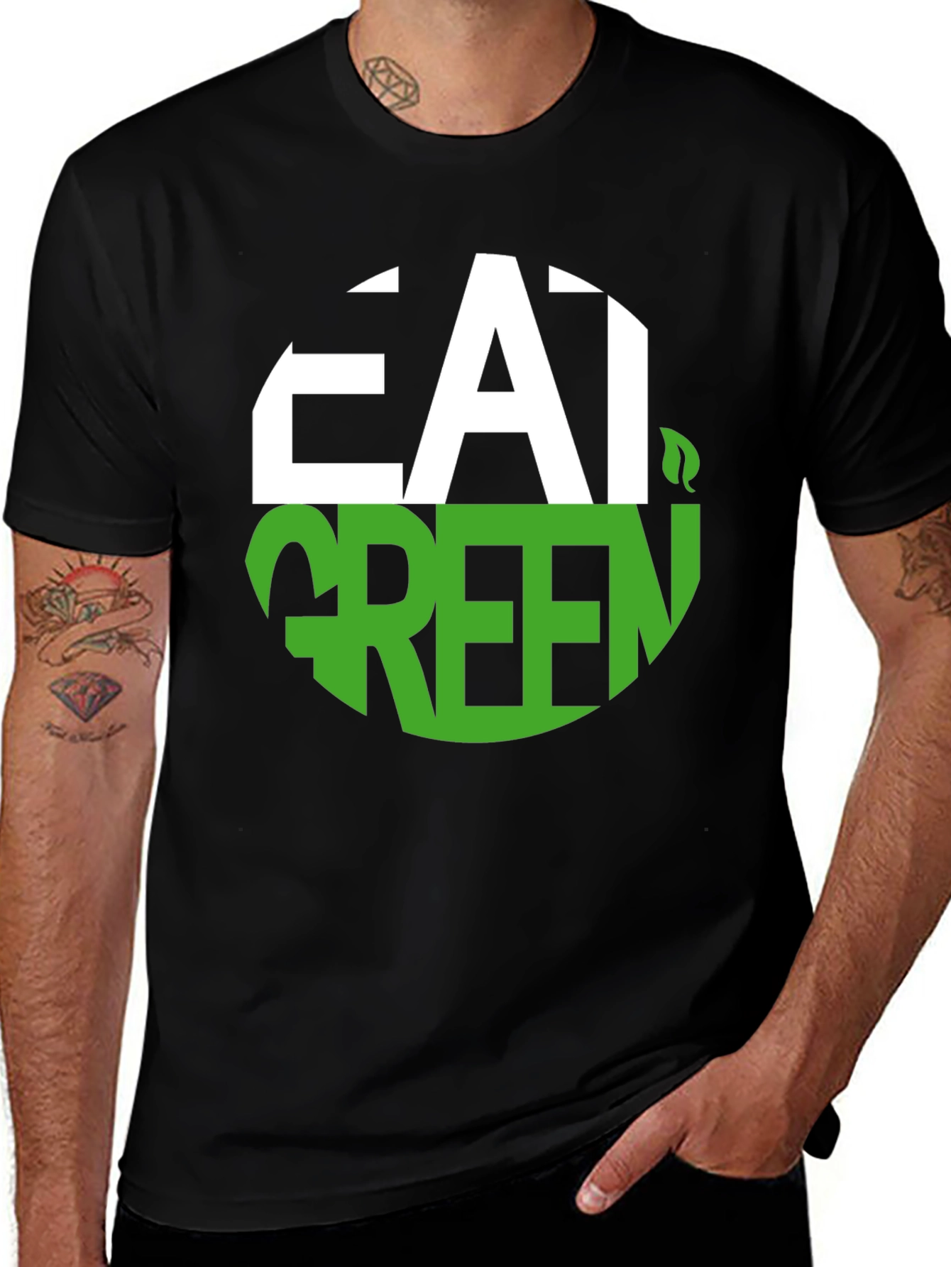 Eat Green Graphic Tee - Black Vegan T-Shirt