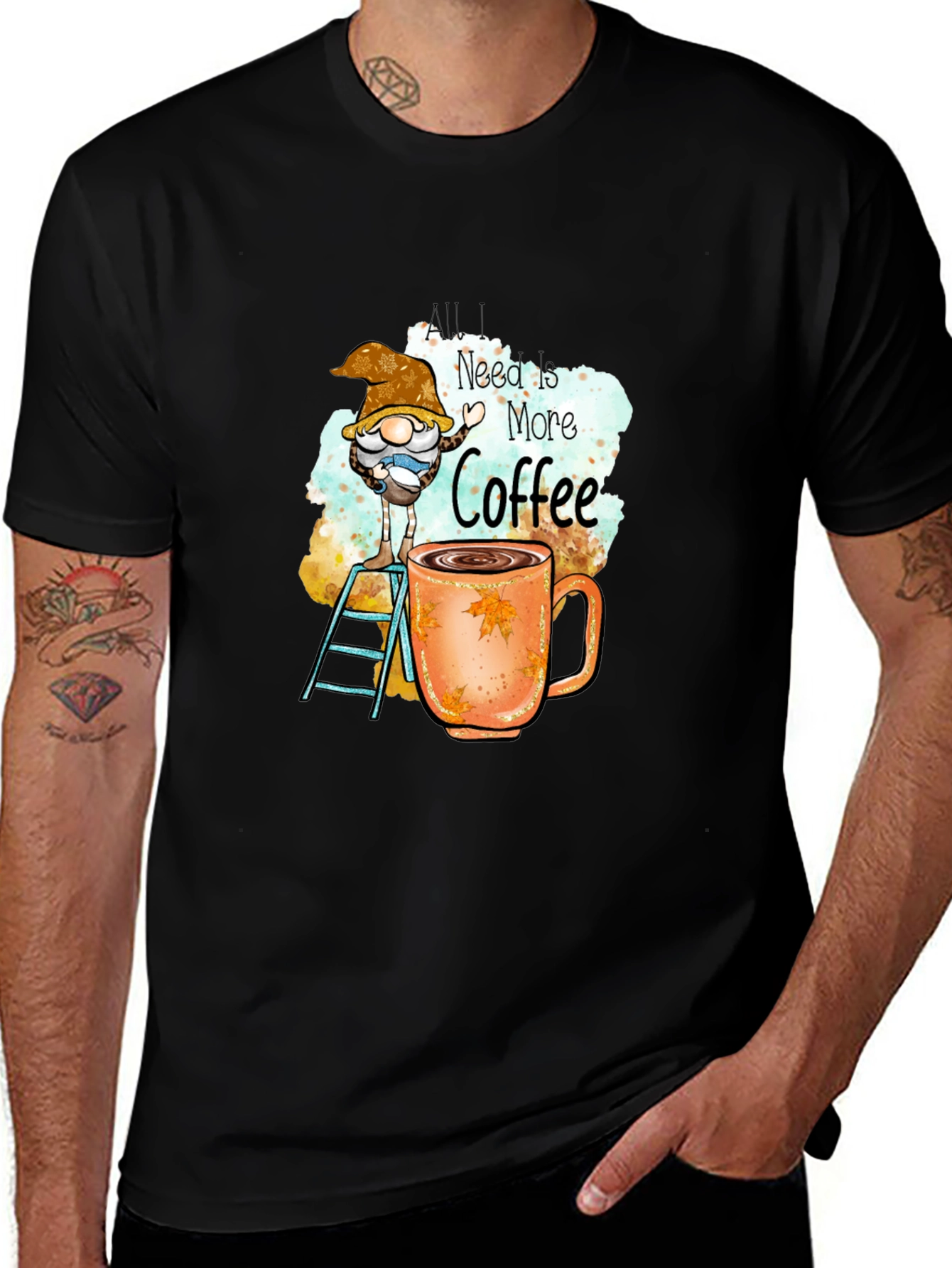 Variant 14 of Coffee Gnome Graphic Tee - Black