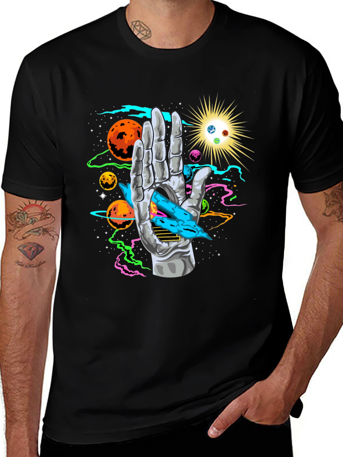 Variant 4 of Cosmic Hand T-Shirt - Galactic Graphic Tee