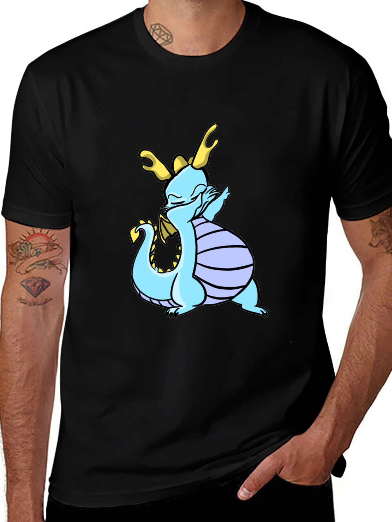Variant 20 of Dabbing Dragon Graphic Tee - Black