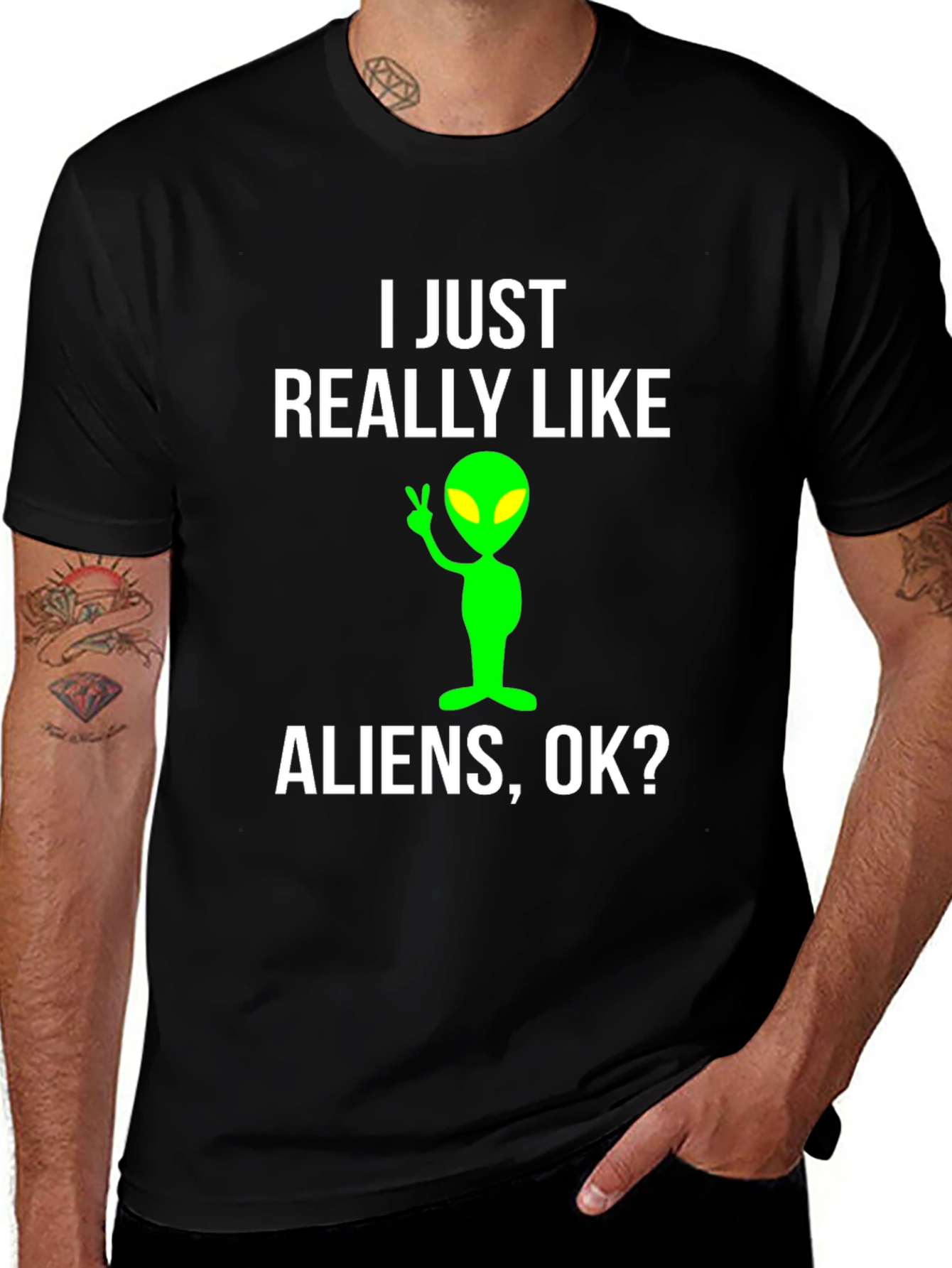 I Just Really Like Aliens T-Shirt - Funny Alien Tee
