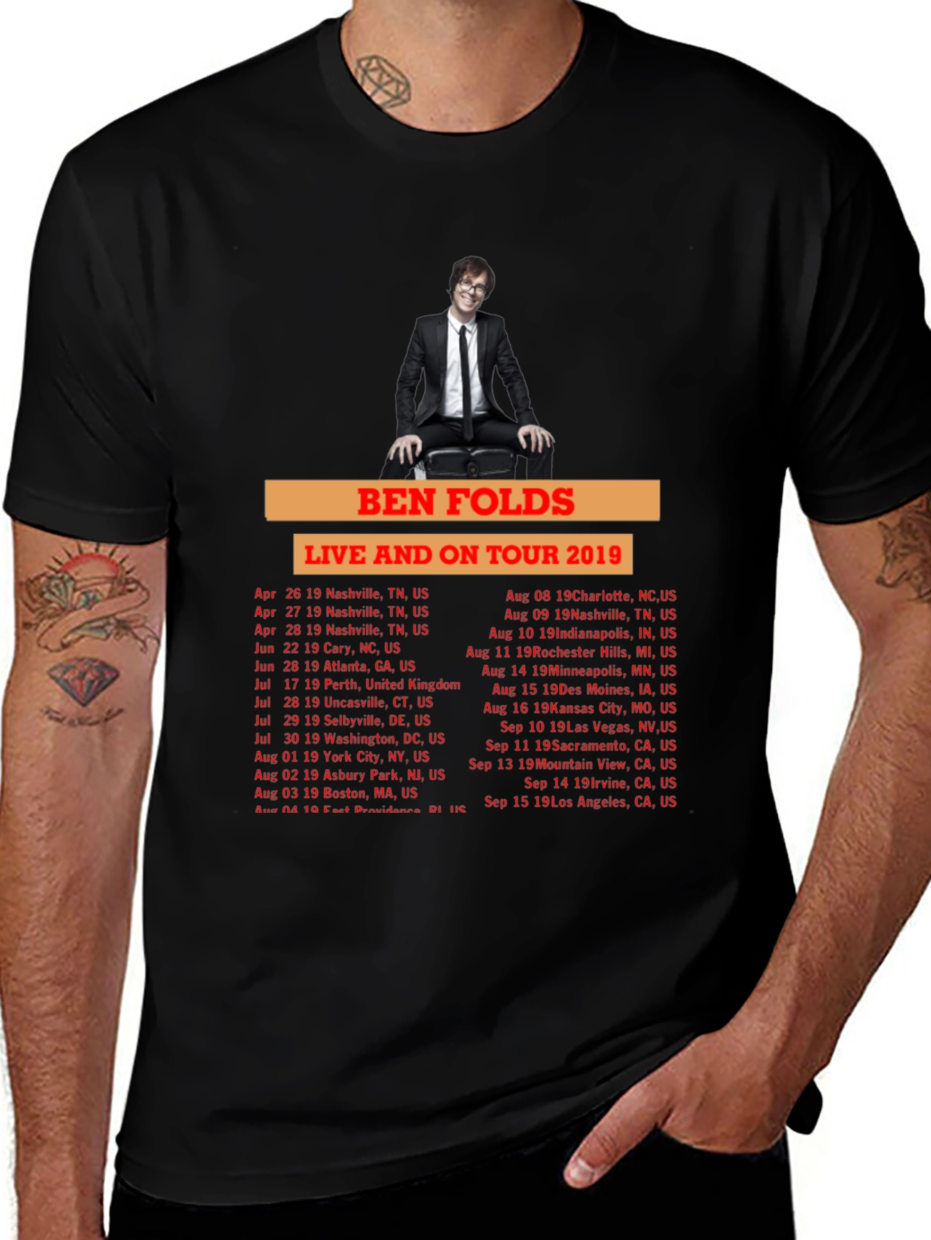 Ben Folds Tour 2019 Black T-Shirt