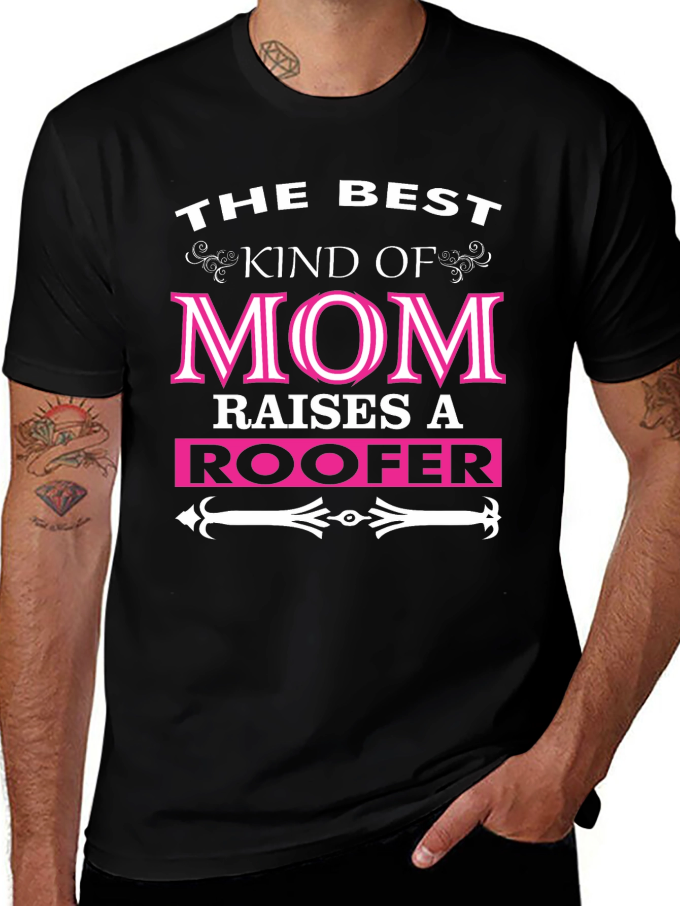 Variant 15 of Best Kind of Mom Raises a Roofer Black Graphic Tee