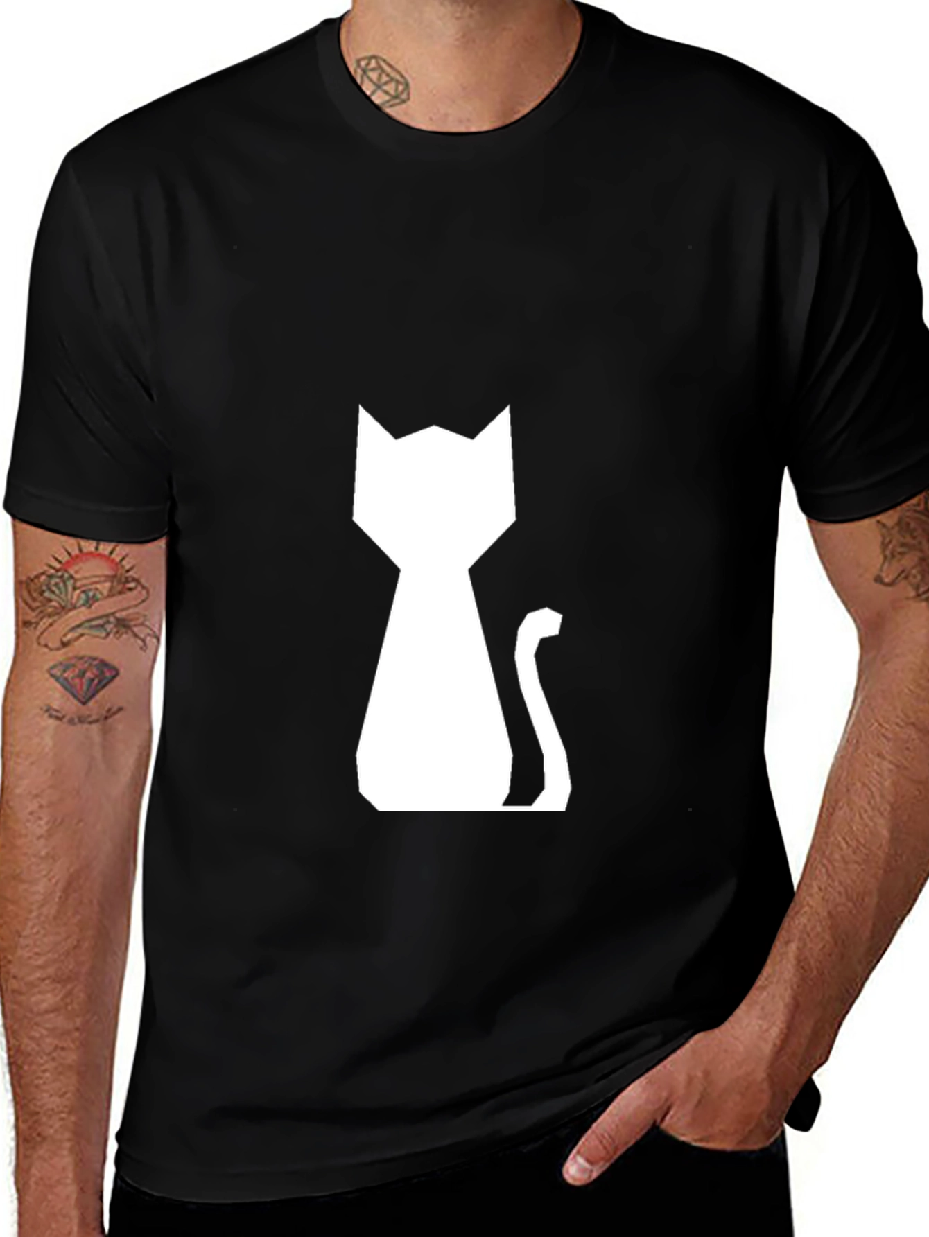 Variant 23 of Geometric Cat Tee - Modern Minimalist Style