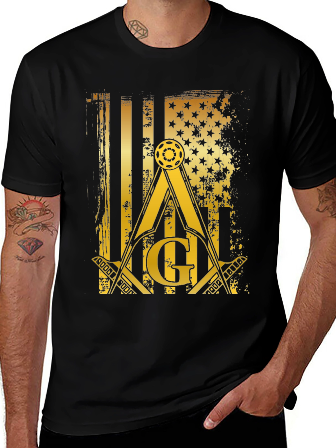 Masonic American Flag Graphic T-Shirt