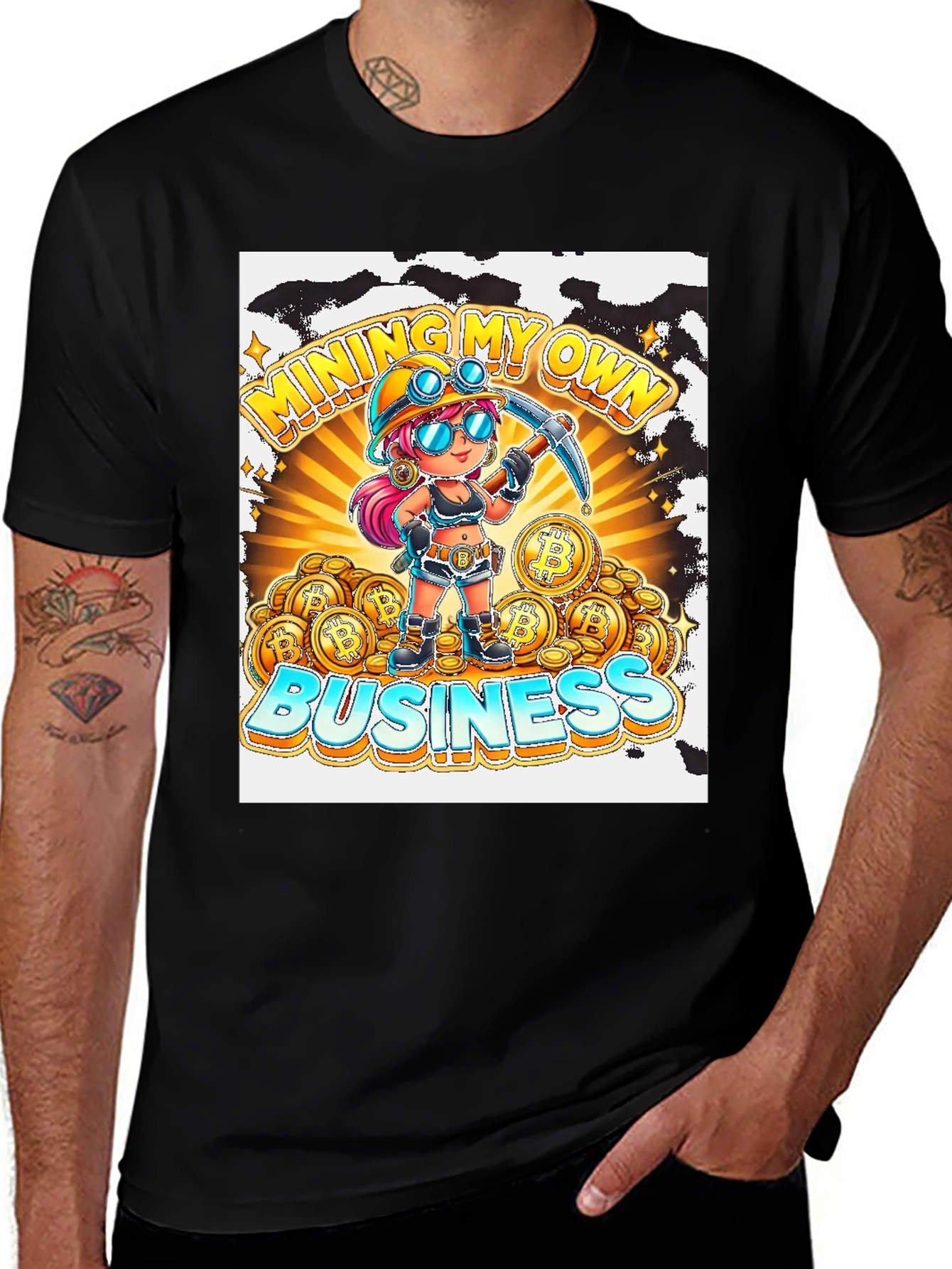 Variant 2 of Mining My Own Business T-Shirt - Crypto Miner Design