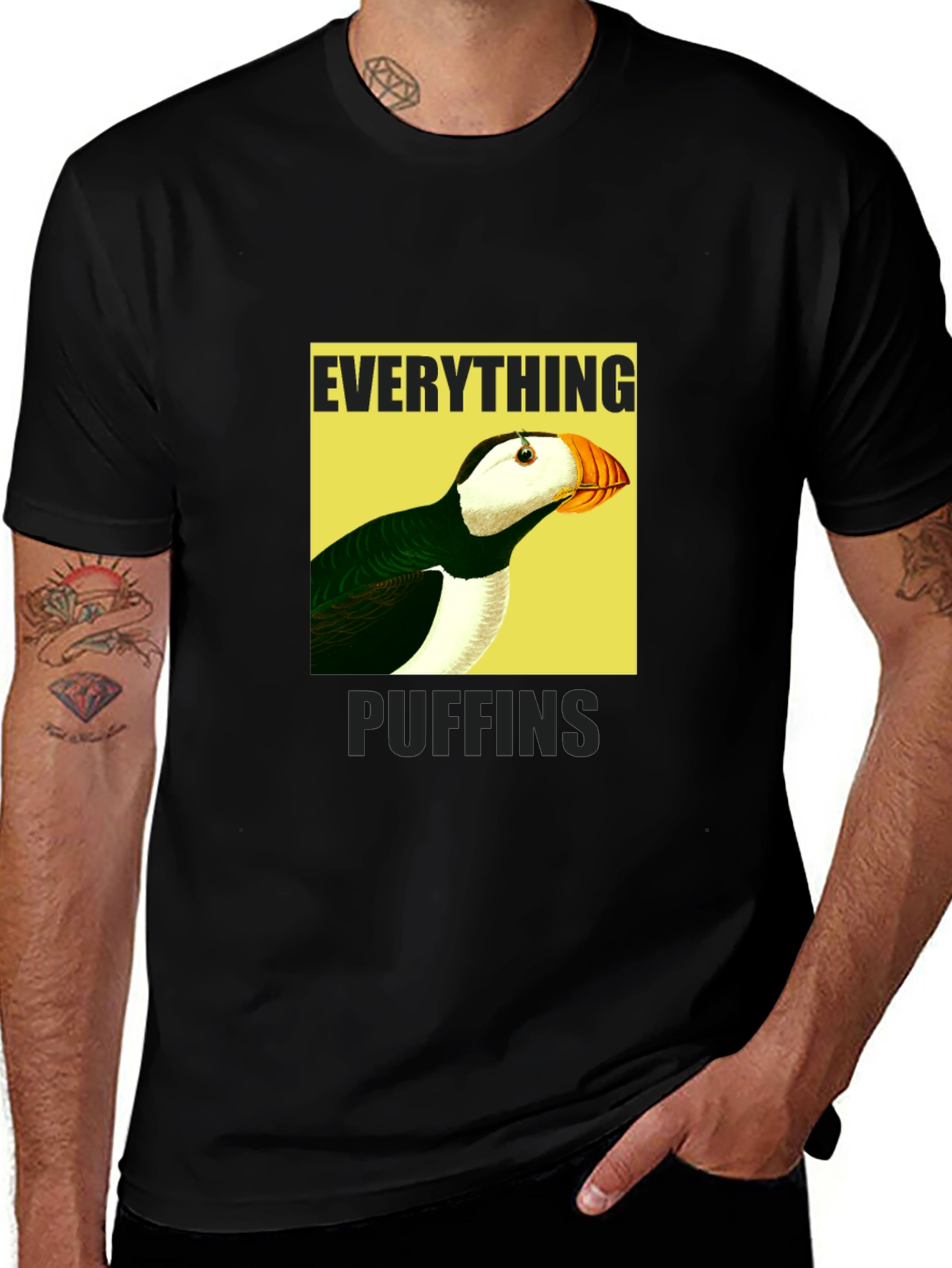 Everything Puffin Graphic Tee - Black Cotton T-Shirt