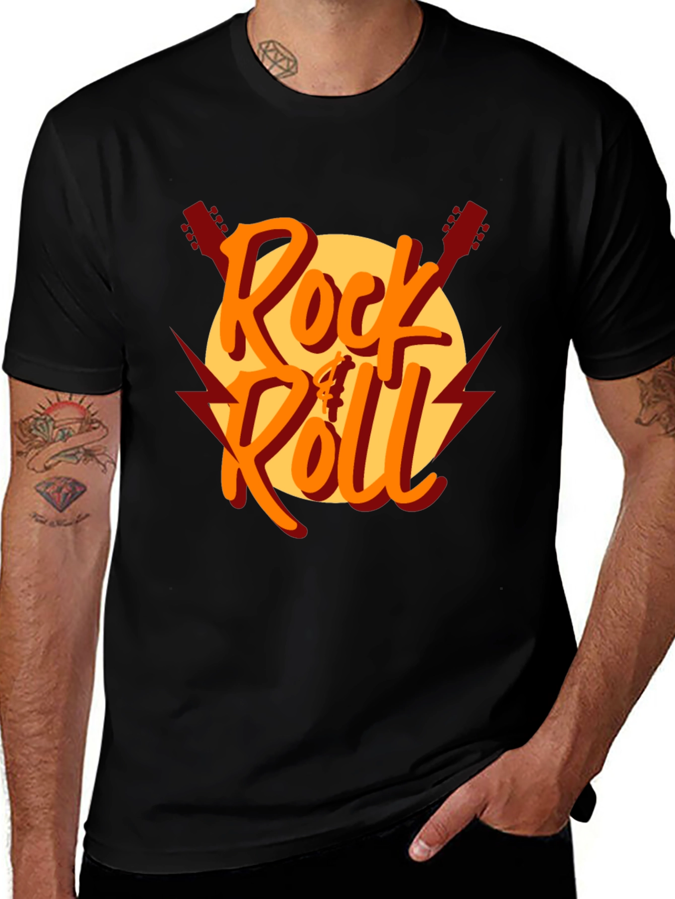 Variant 2 of Rock & Roll Graphic Print T-Shirt - Classic Style
