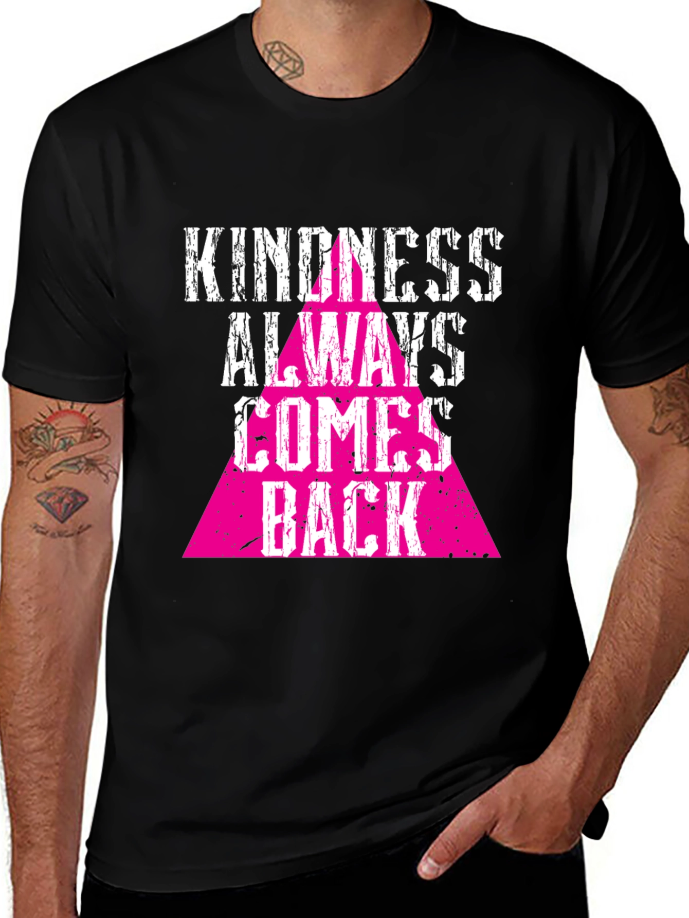 Kindness Always Comes Back Black Graphic T-Shirt