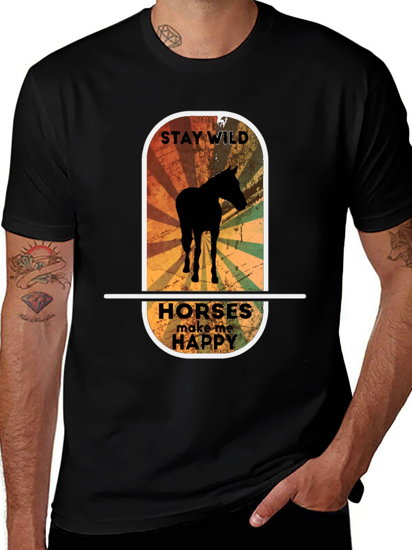 Variant 17 of Stay Wild Horses Graphic Tee - Unisex Black T-Shirt