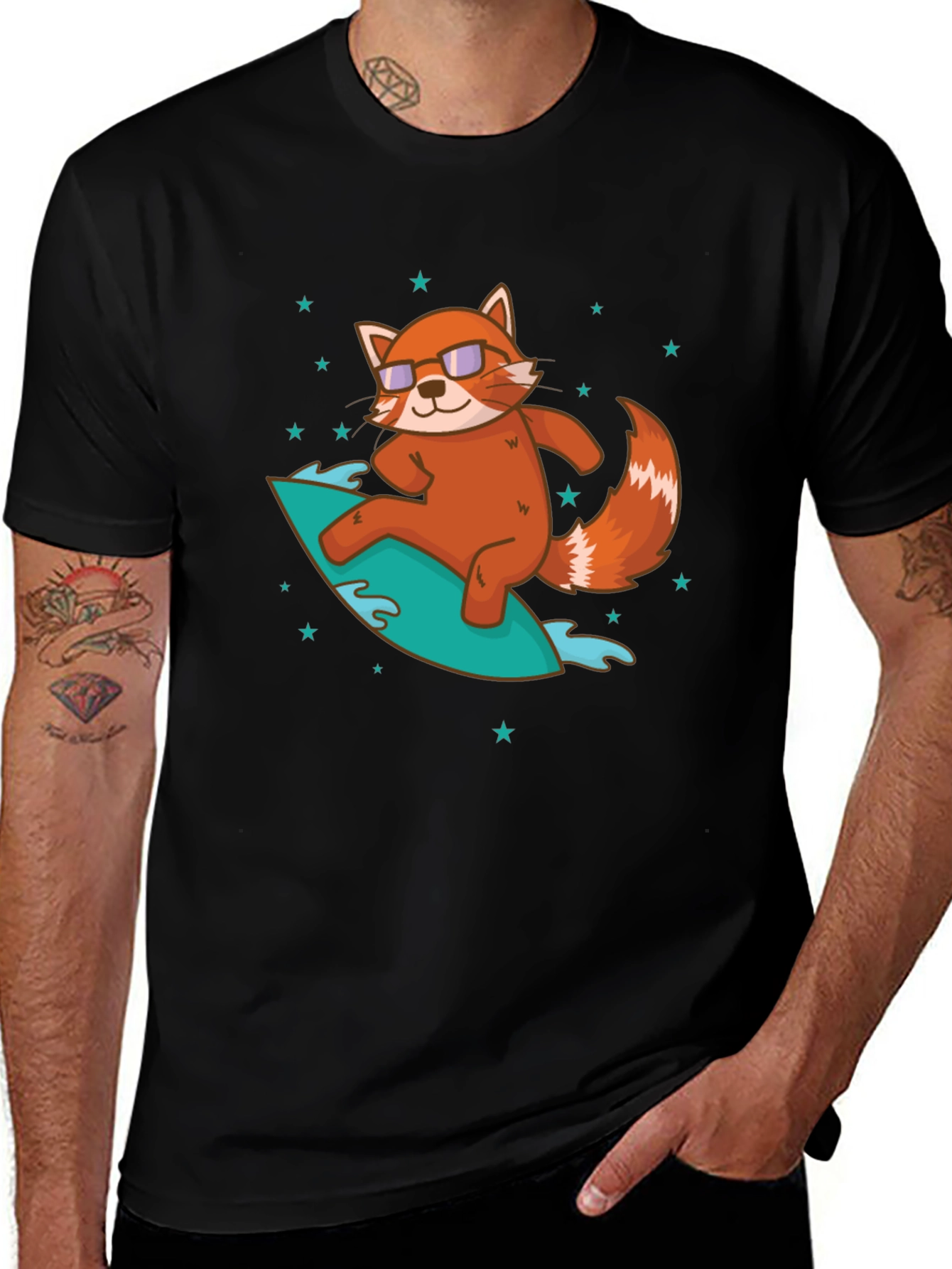 Variant 17 of Cool Surfing Red Panda T-Shirt