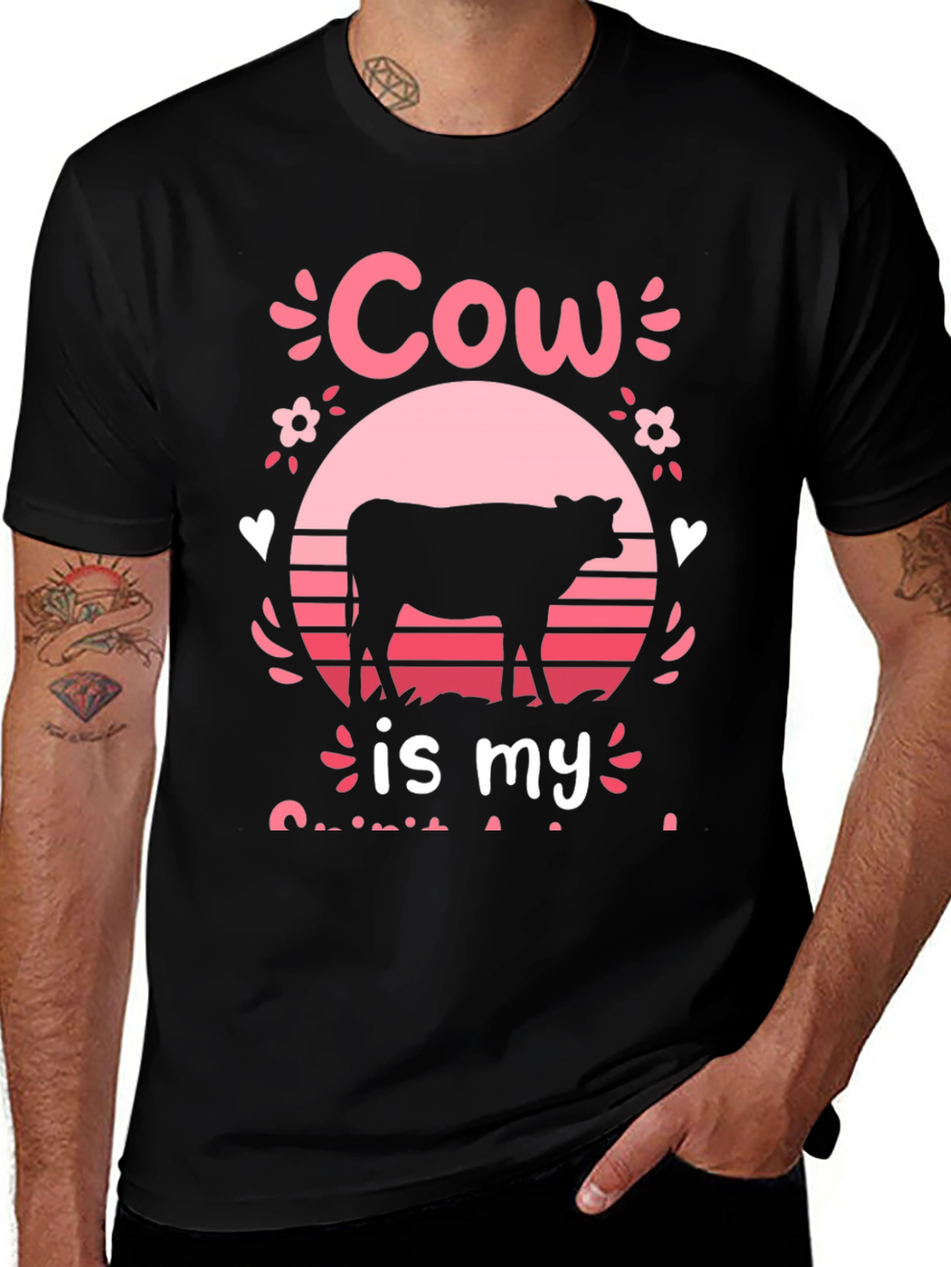 Variant 24 of Cow Spirit Animal Black T-Shirt