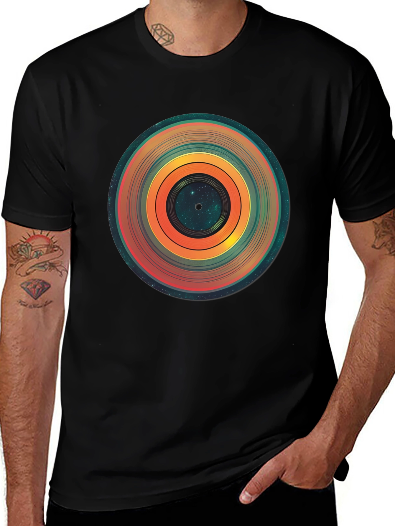 Variant 7 of Cosmic Vinyl Record Graphic Tee
