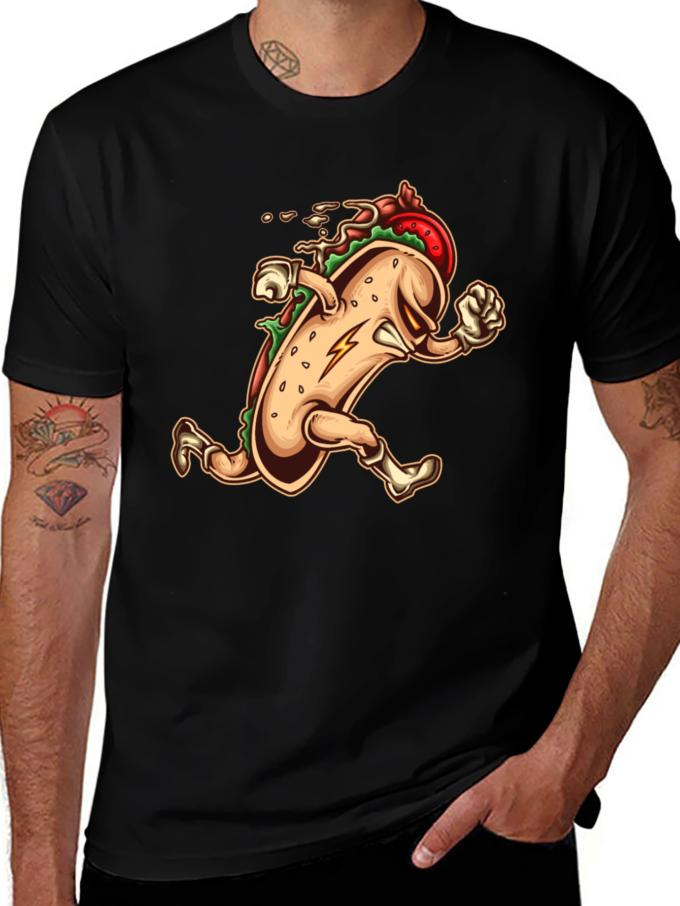 Variant 21 of Running Hot Dog Graphic Tee - Black T-Shirt