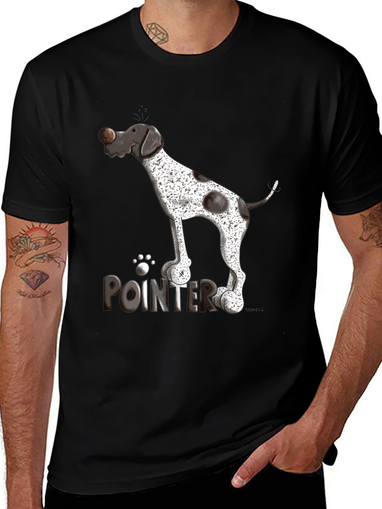 Variant 10 of Pointer Dog Graphic T-Shirt - Black Cotton Tee