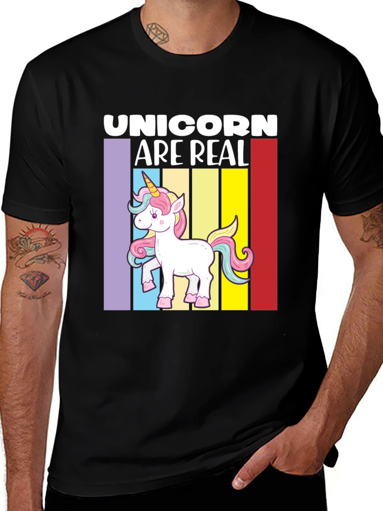 Variant 15 of Unicorn Are Real Graphic Tee - Black
