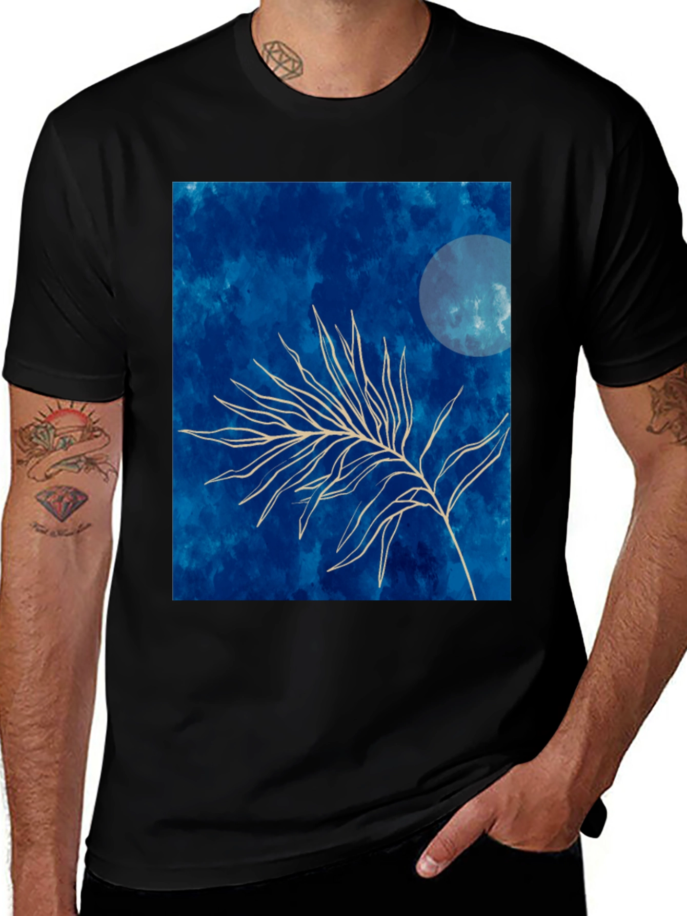 Variant 26 of Abstract Blue Moon Botanical T-Shirt