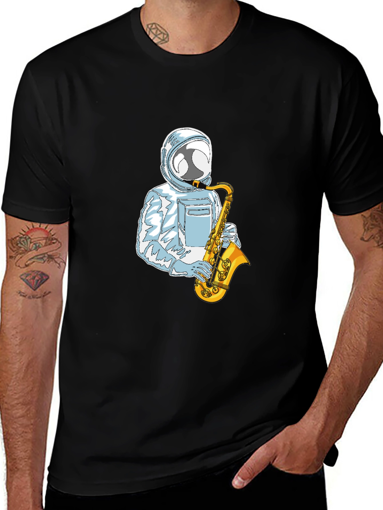 Variant 28 of Astronaut Sax Player Graphic Tee - Cool & Unique