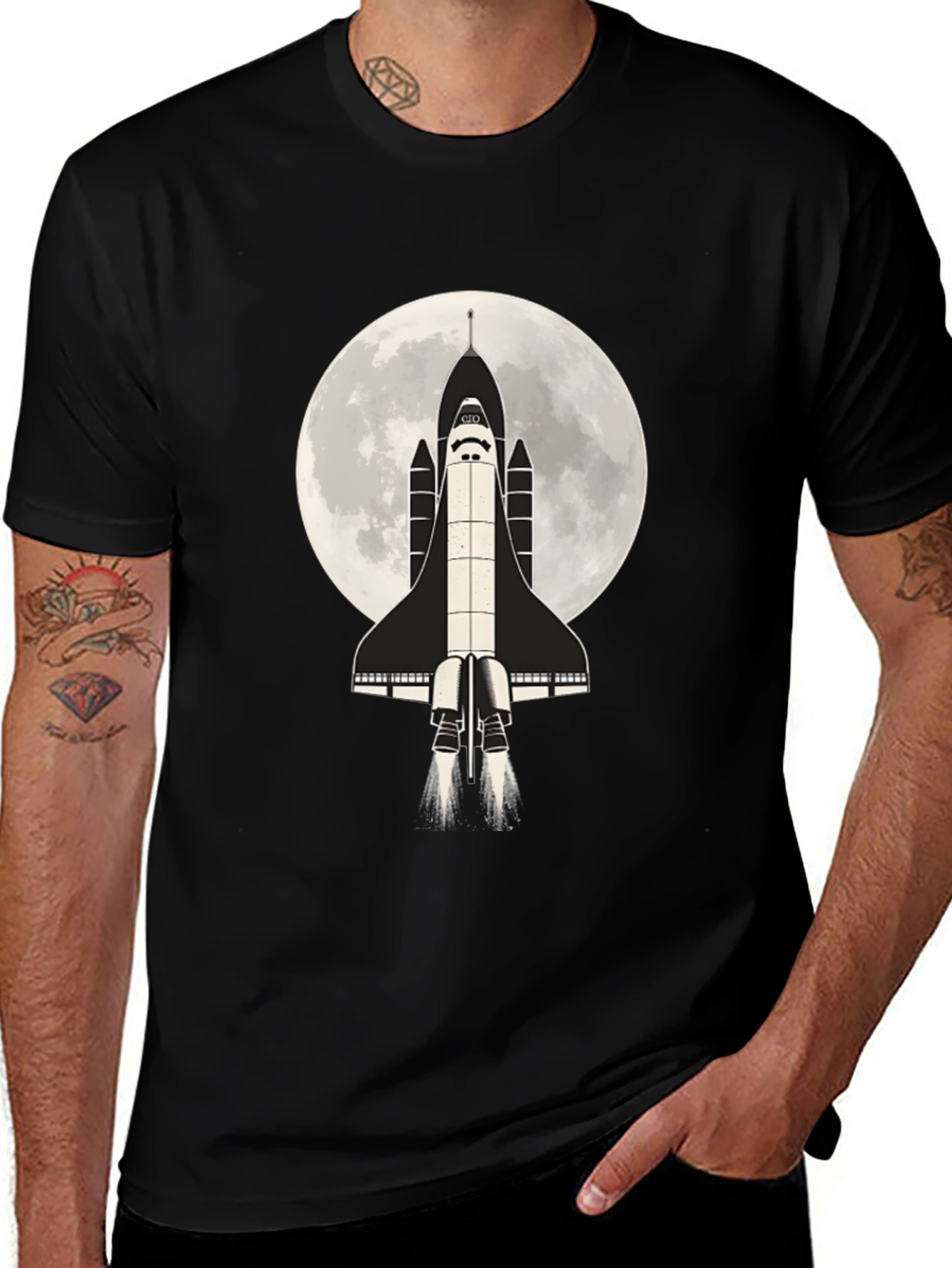 Variant 30 of Space Shuttle Black T-Shirt - Fly Me to the Moon