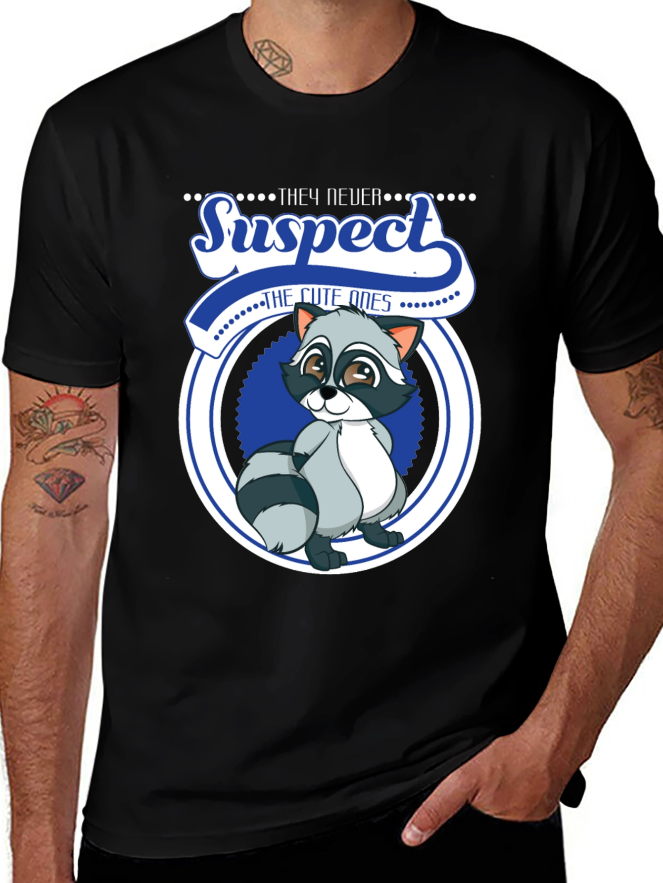 Variant 26 of Cute Raccoon Suspect Graphic T-Shirt