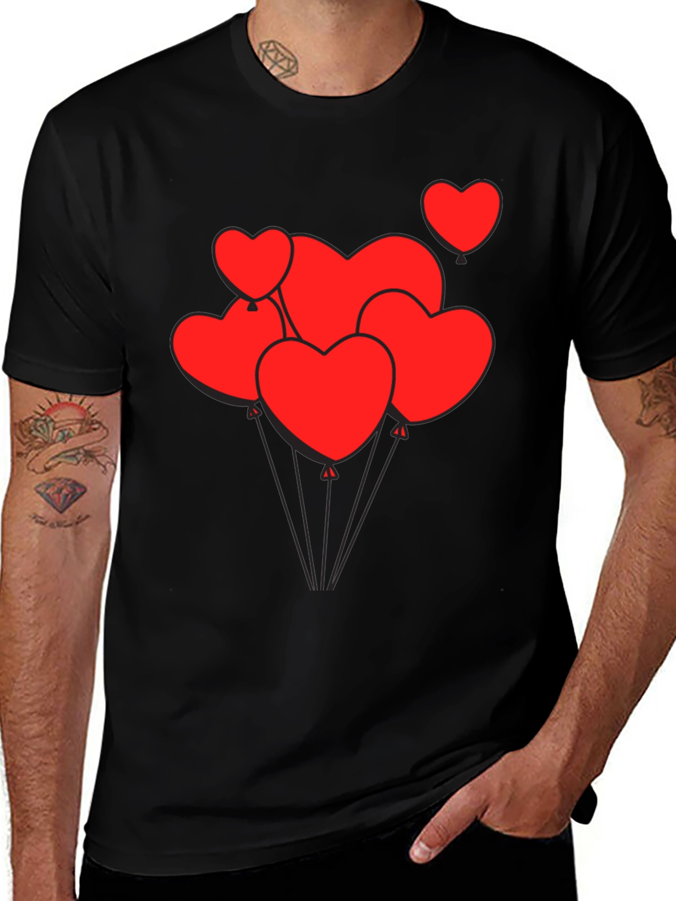 Variant 30 of Heart Balloon Graphic Black Tee