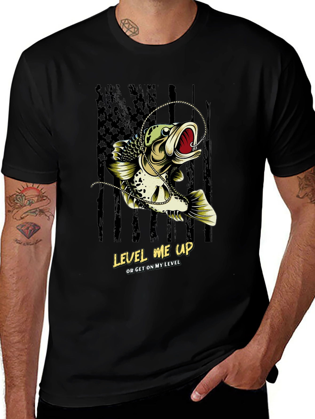 Variant 2 of Level Me Up Bass Fishing Graphic Tee