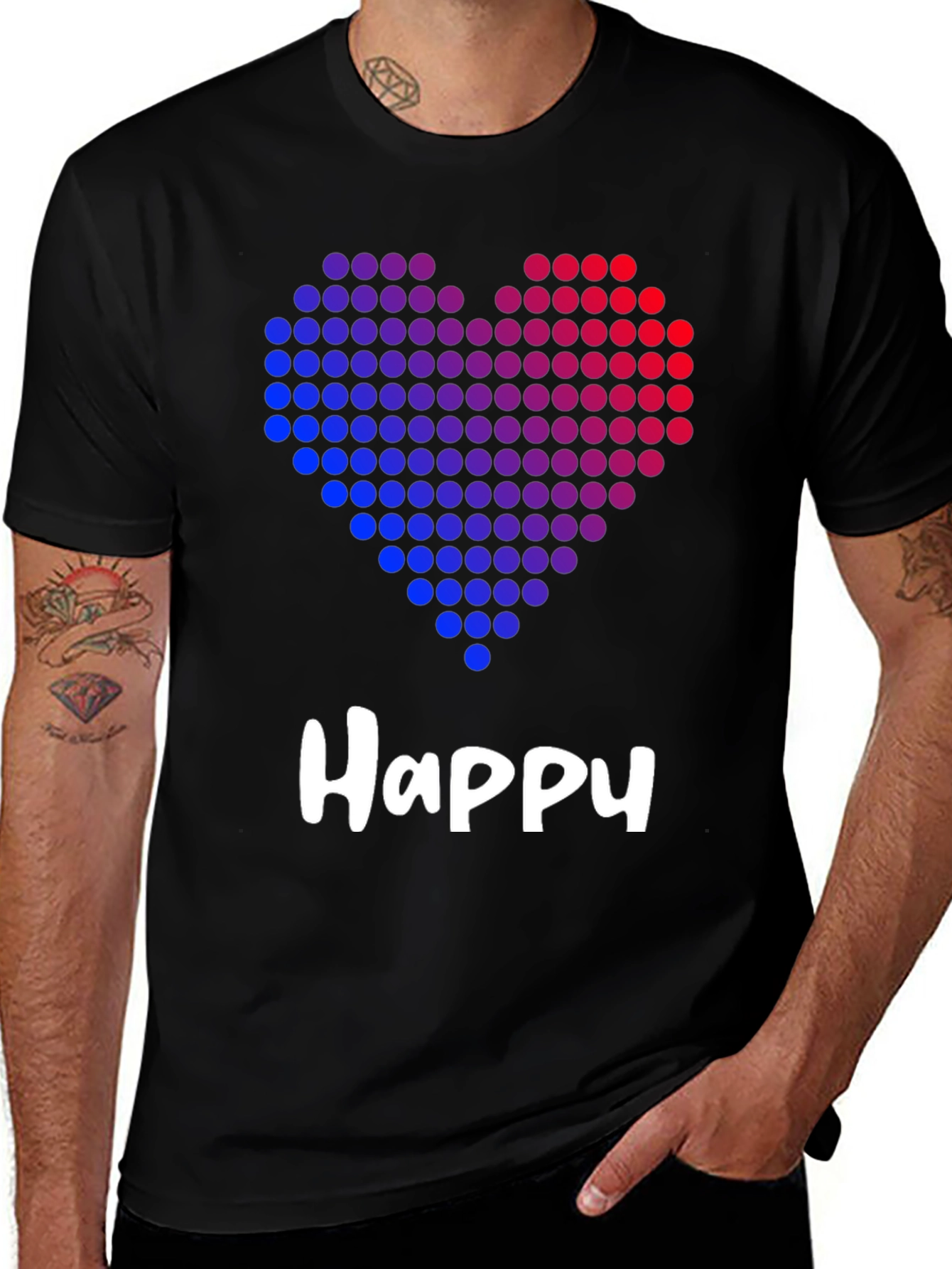 Variant 9 of Happy Heart Graphic Black T-Shirt