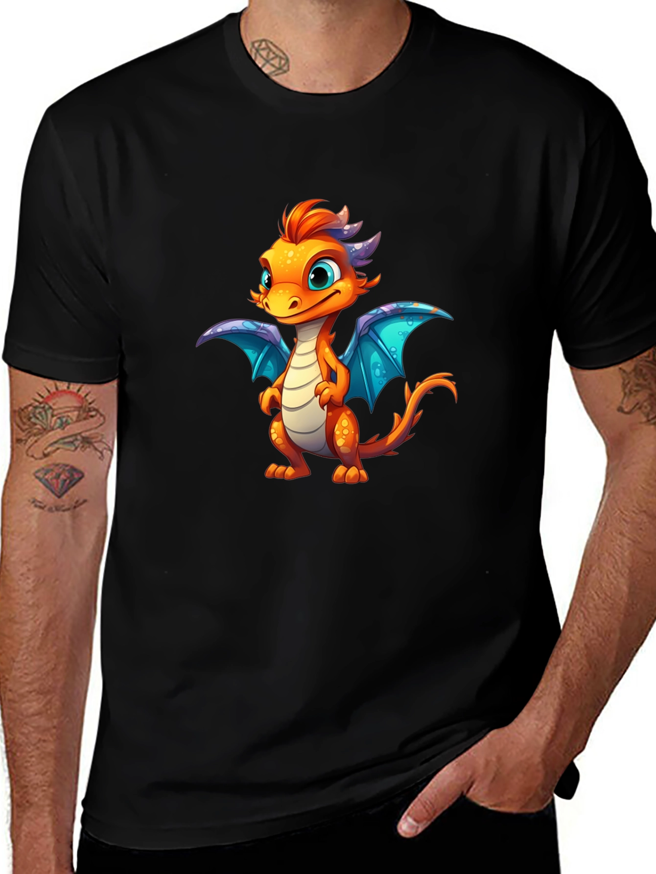 Variant 26 of Cool Cartoon Dragon Graphic T-Shirt - Unique Design!